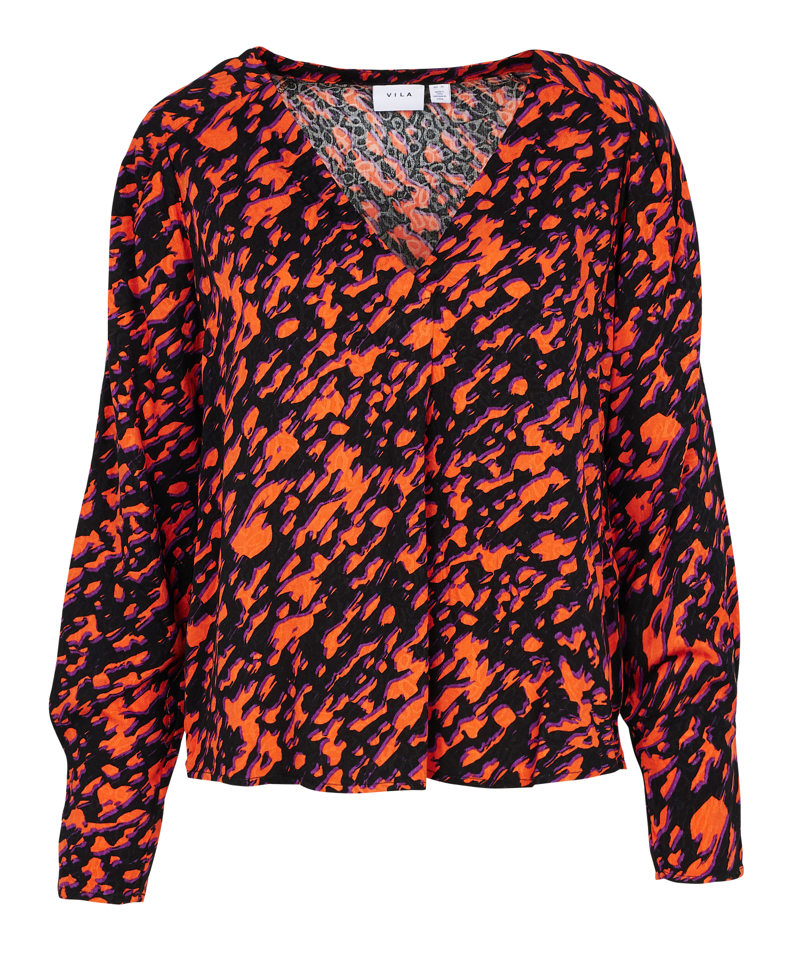 Printed V-neck top VILA Black