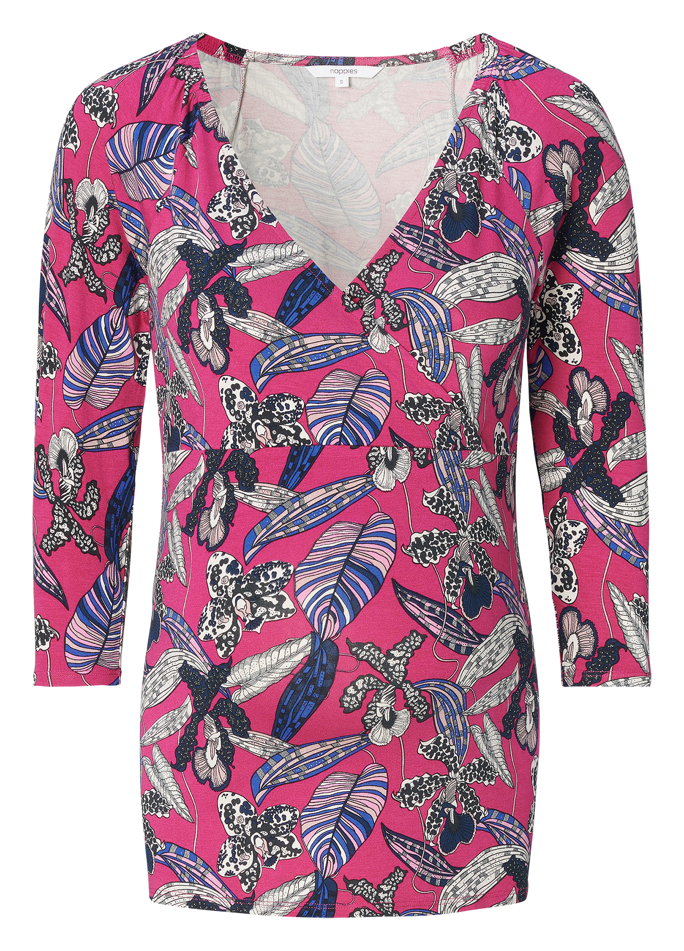 Top col V en viscose imprimée NOPPIES Rose