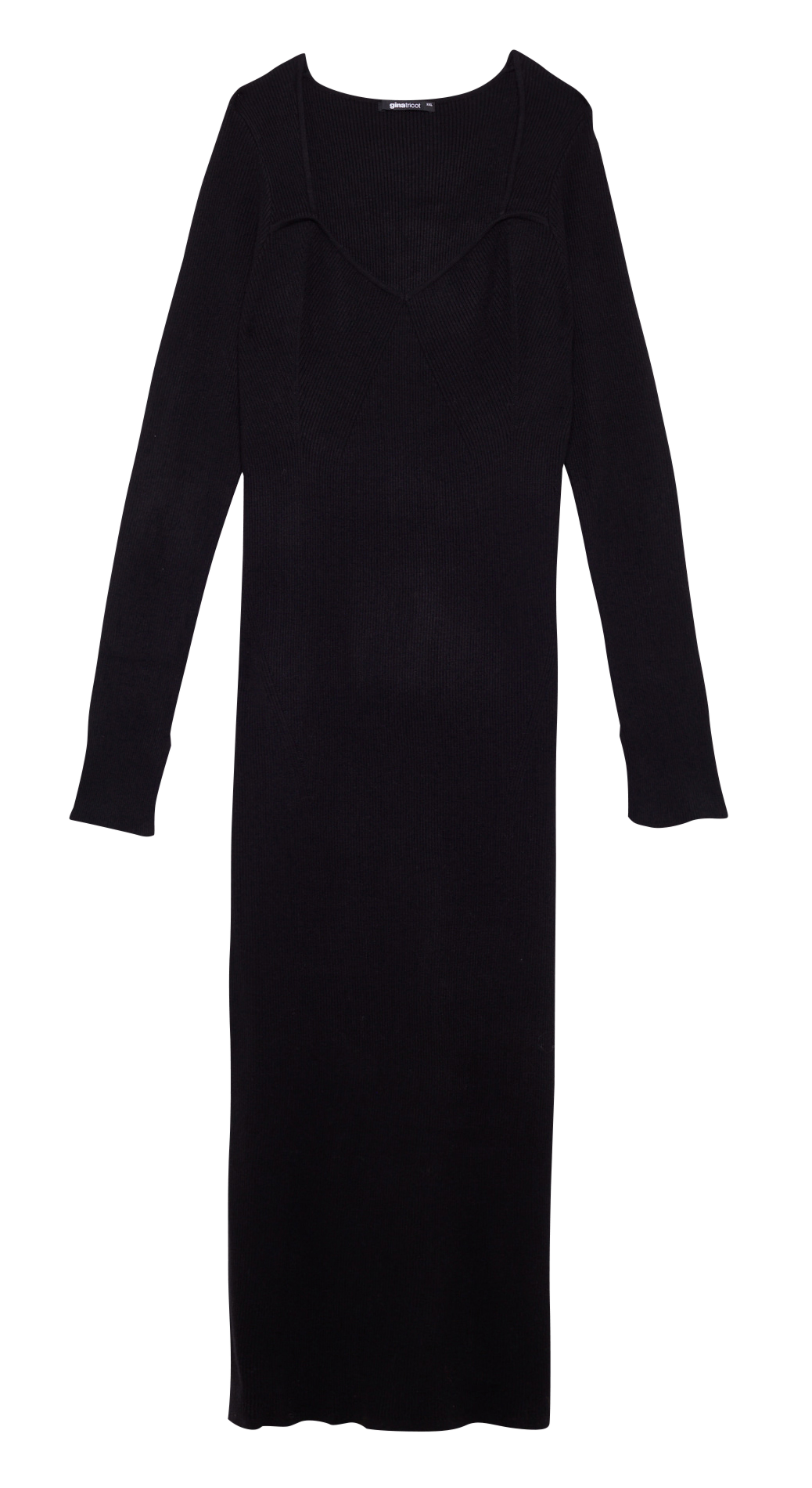 Long round-neck ribbed-knit dress GINA TRICOT Black