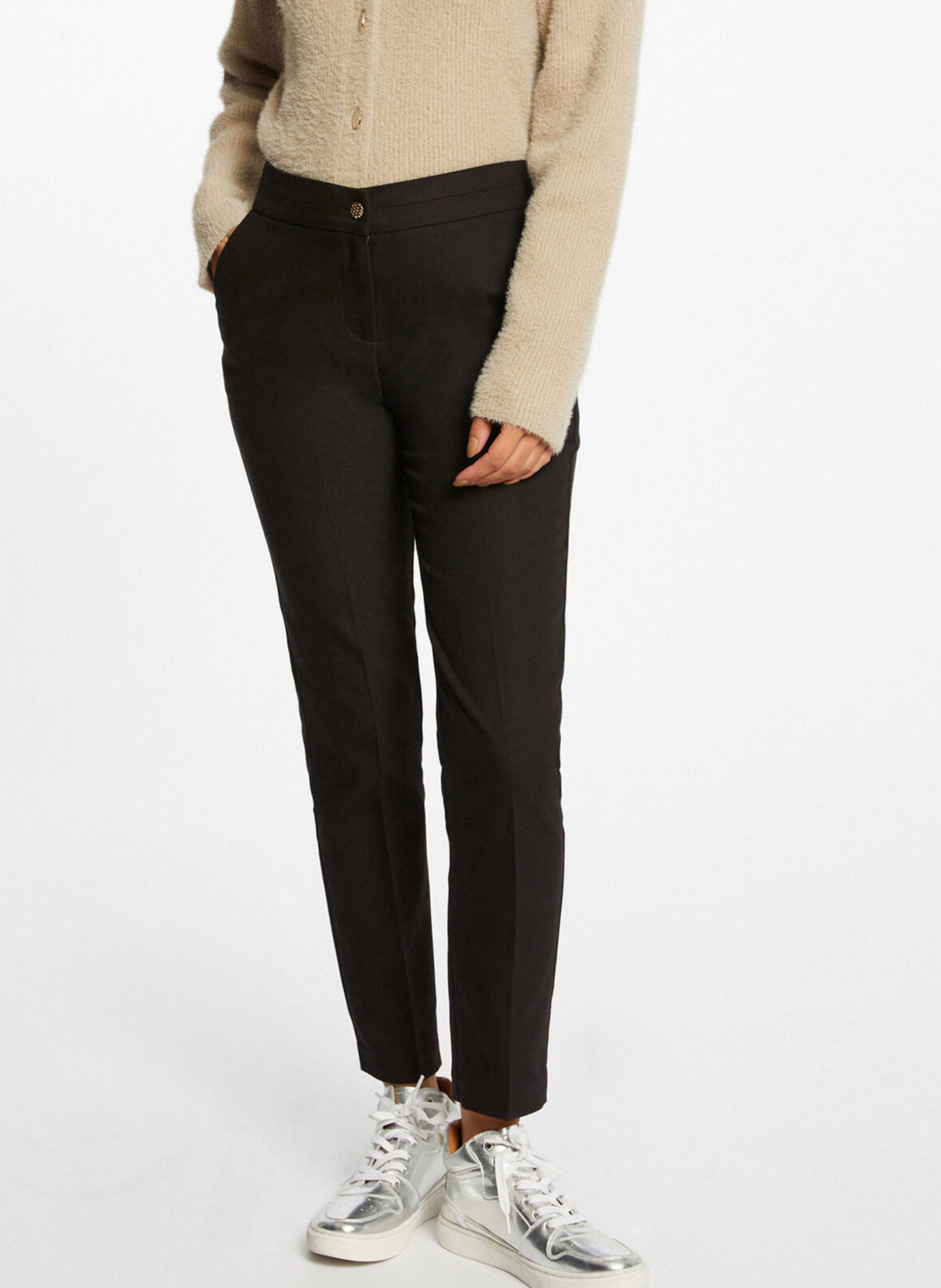 7/8 slim-fit cotton-blend pants MORGAN Black