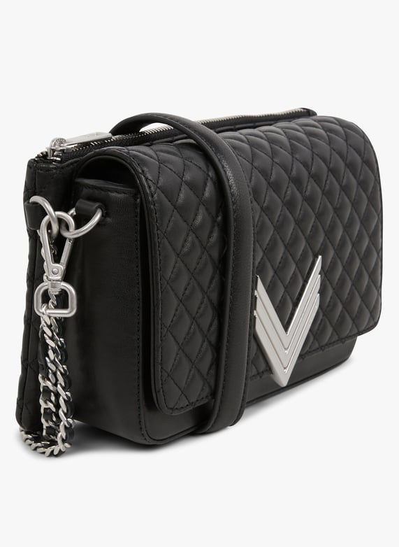 Sac bandoulière en cuir Noir Ikks Femme Place des Tendances