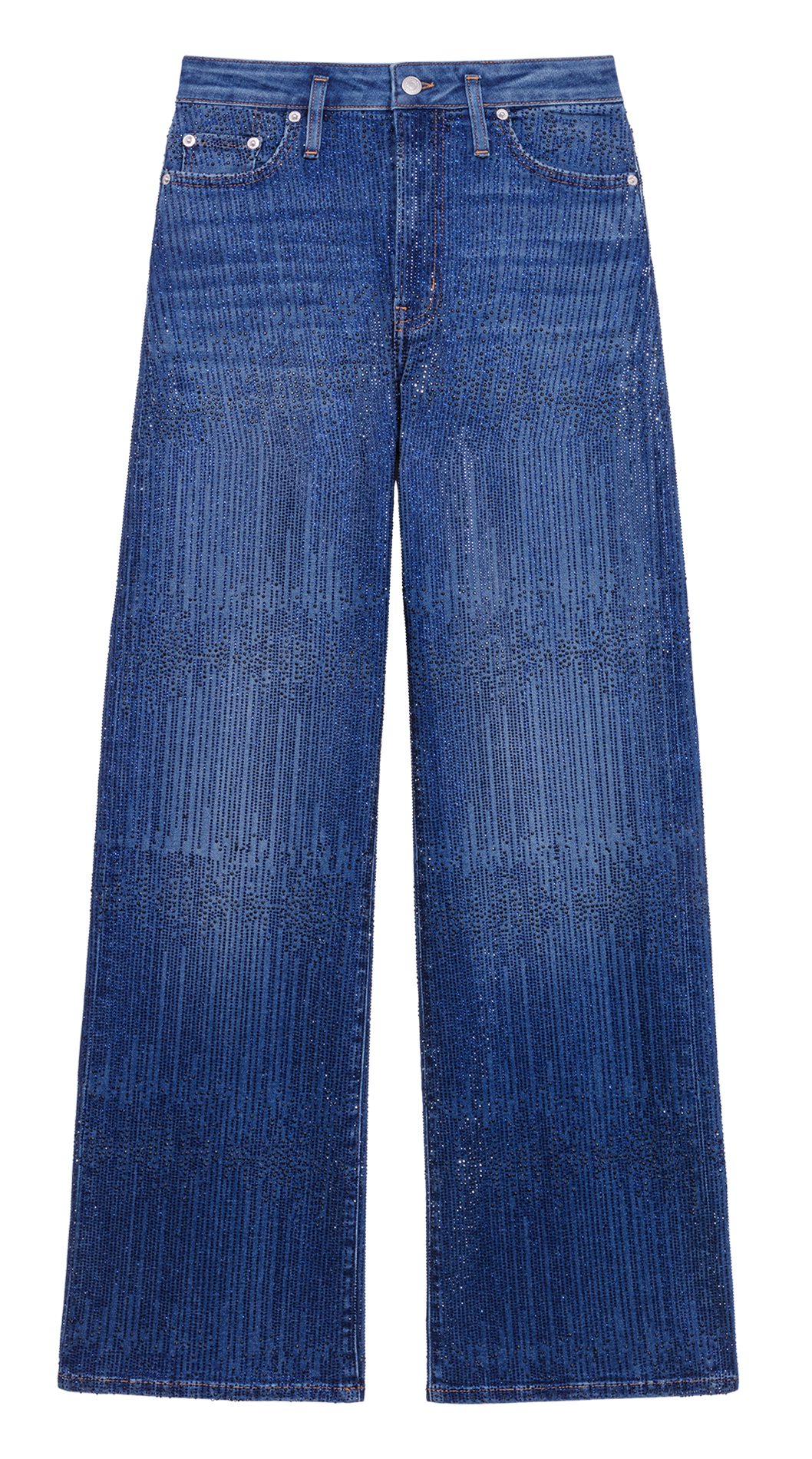 Wijde jeans met strass van gemengd katoen MAJE Blauw