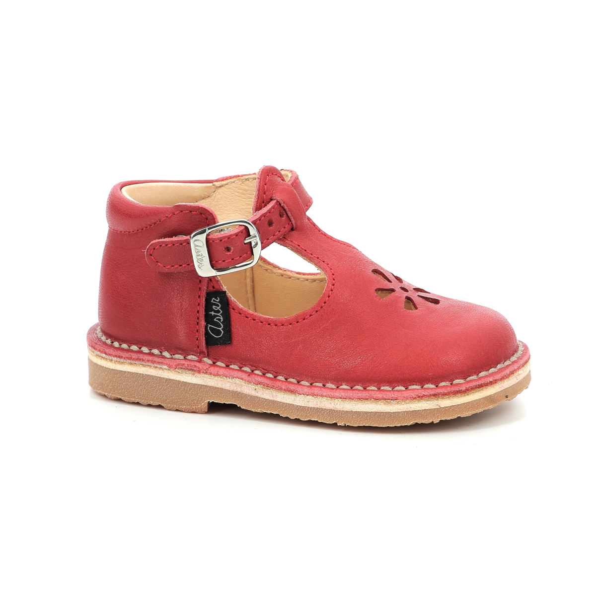 Bonton Aster Chaussures Bebe Fille Salomés Cuir Bimbo-2 Rouge