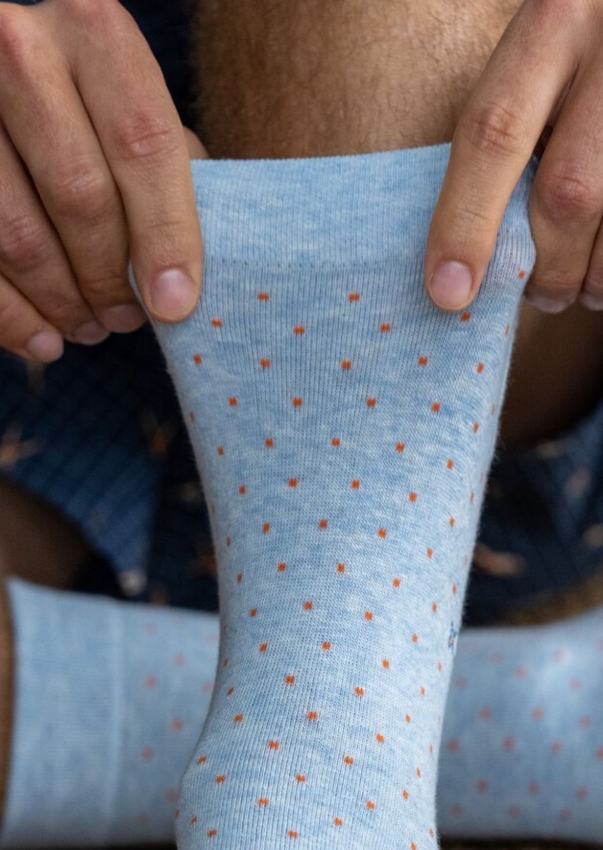 Combed cotton socks with polka dots BILLYBELT Blue