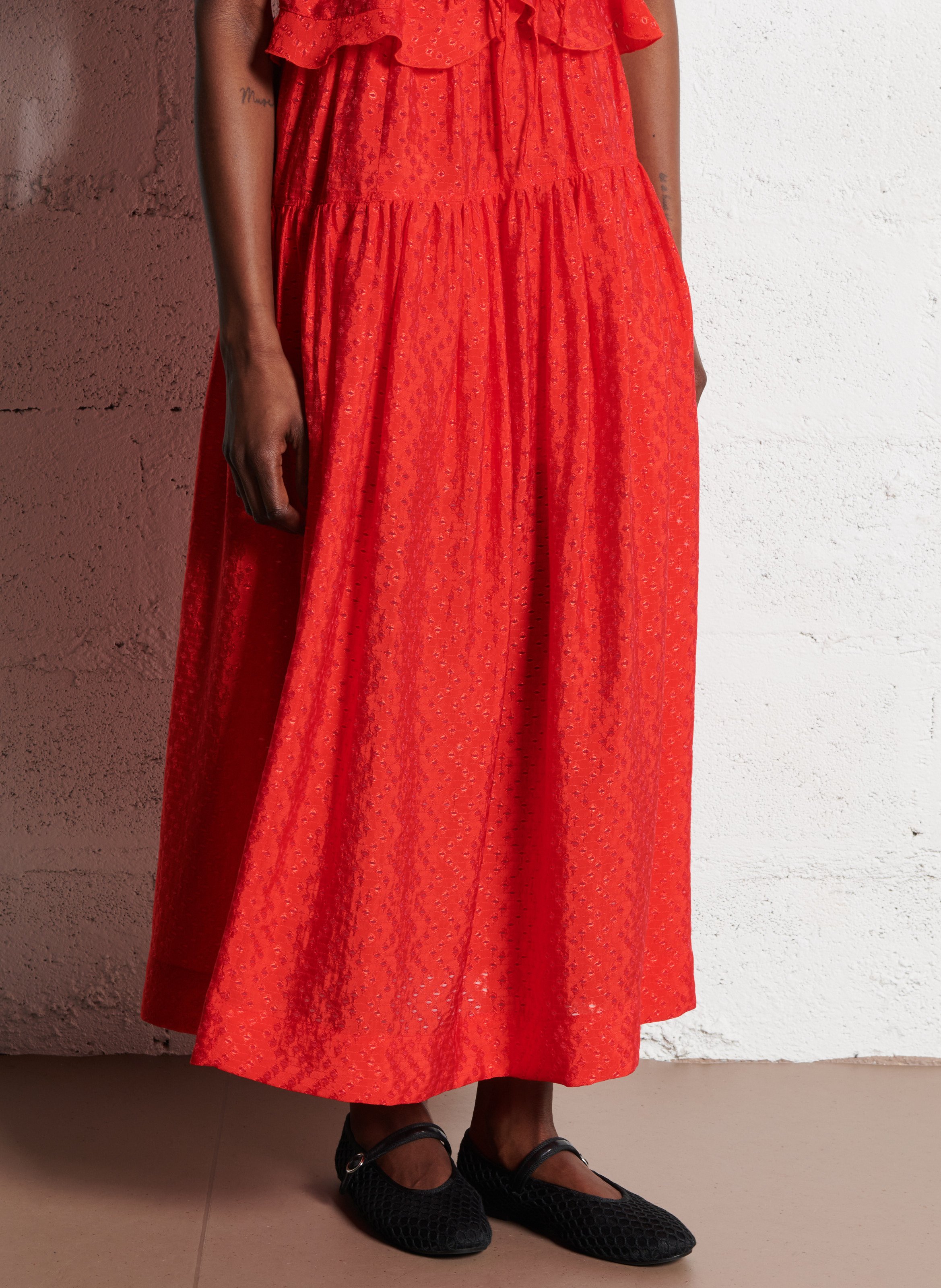 Jupe midi évasée ROSEANNA Rouge