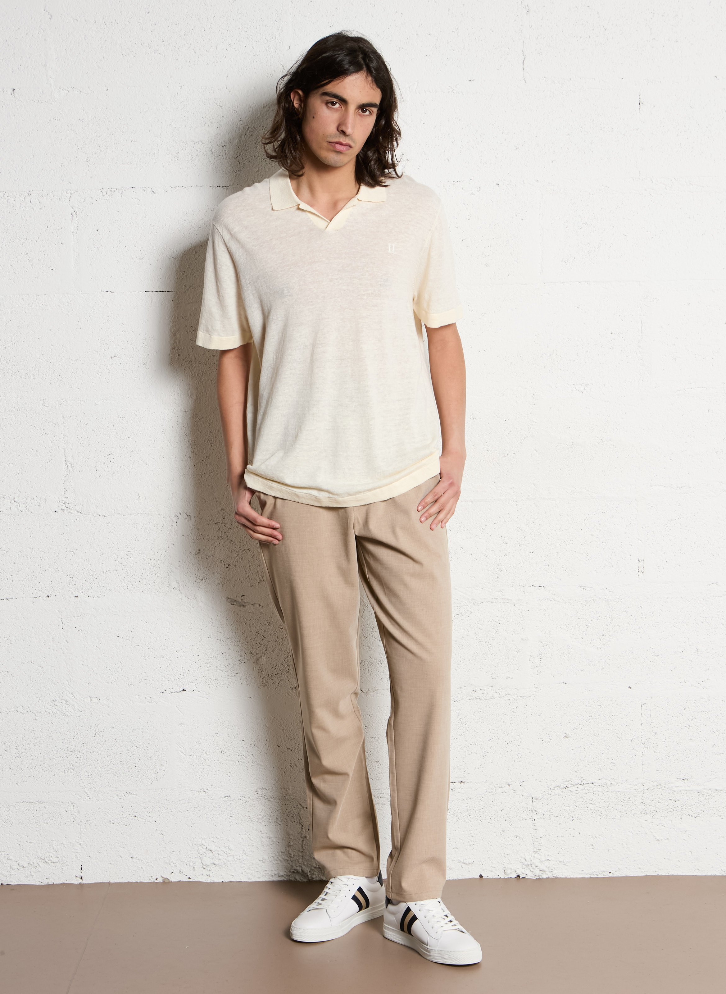 Linen-blend polo shirt LES DEUX Beige
