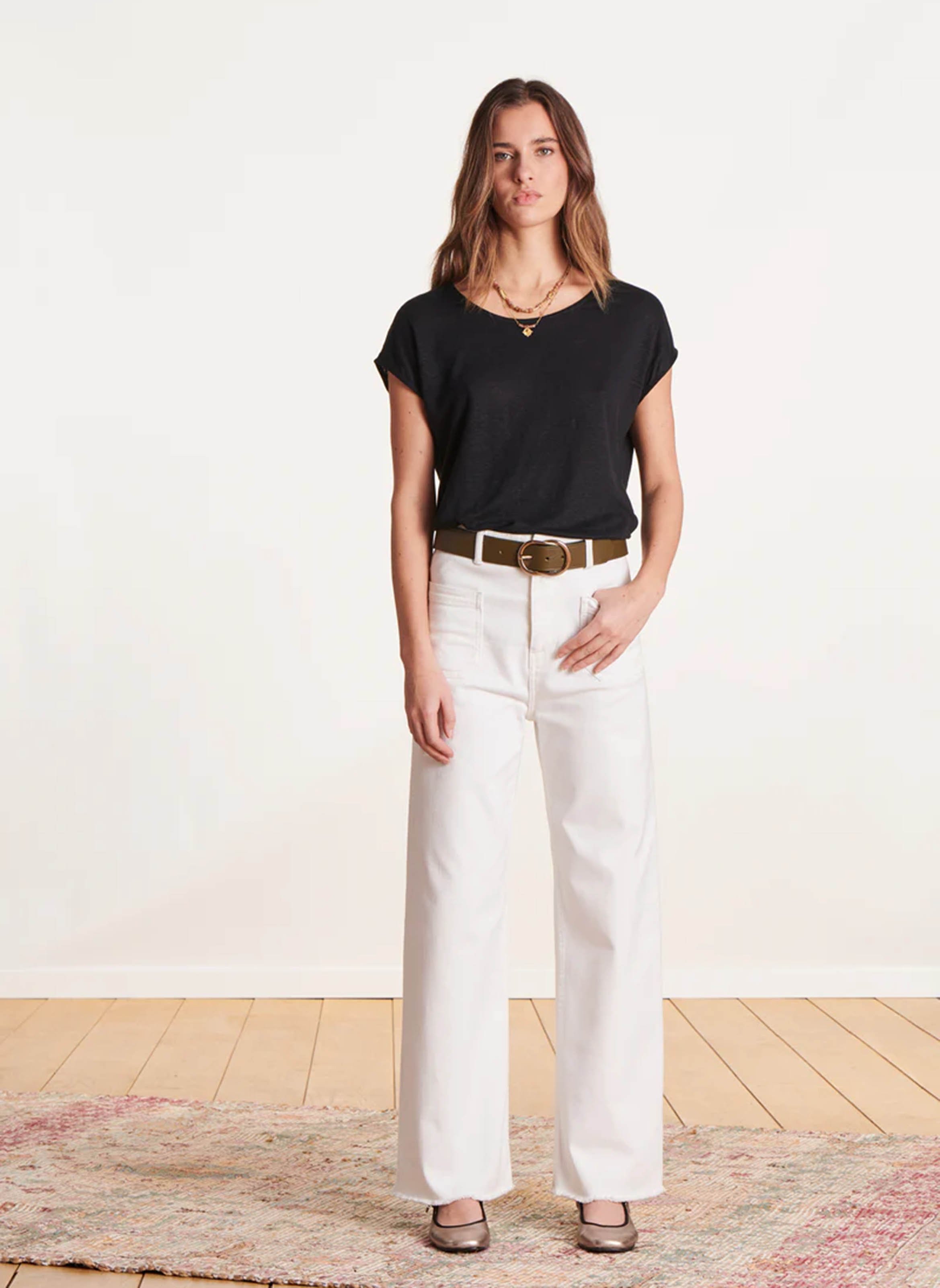 High-rise organic cotton bootcut jeans LA FEE MARABOUTEE White