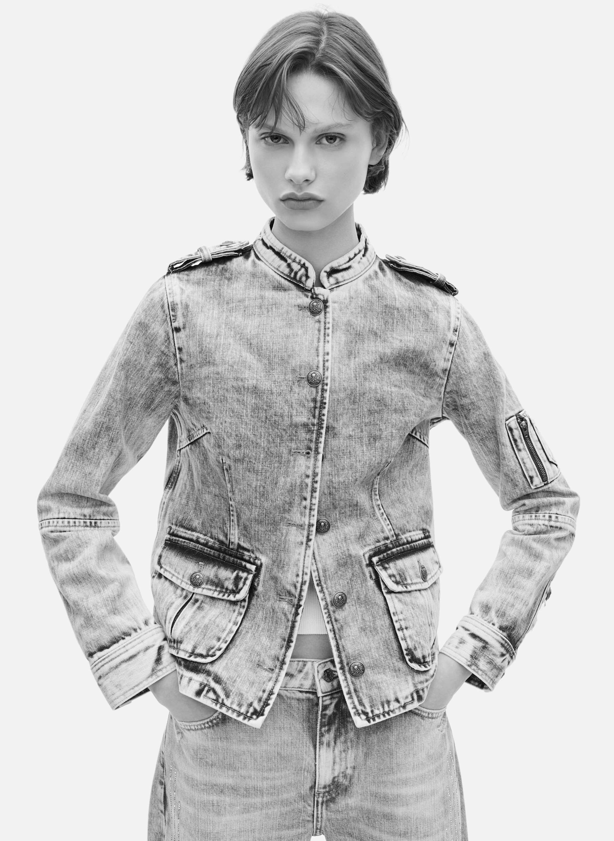 Veste style officier en denim THE KOOPLES Bleu