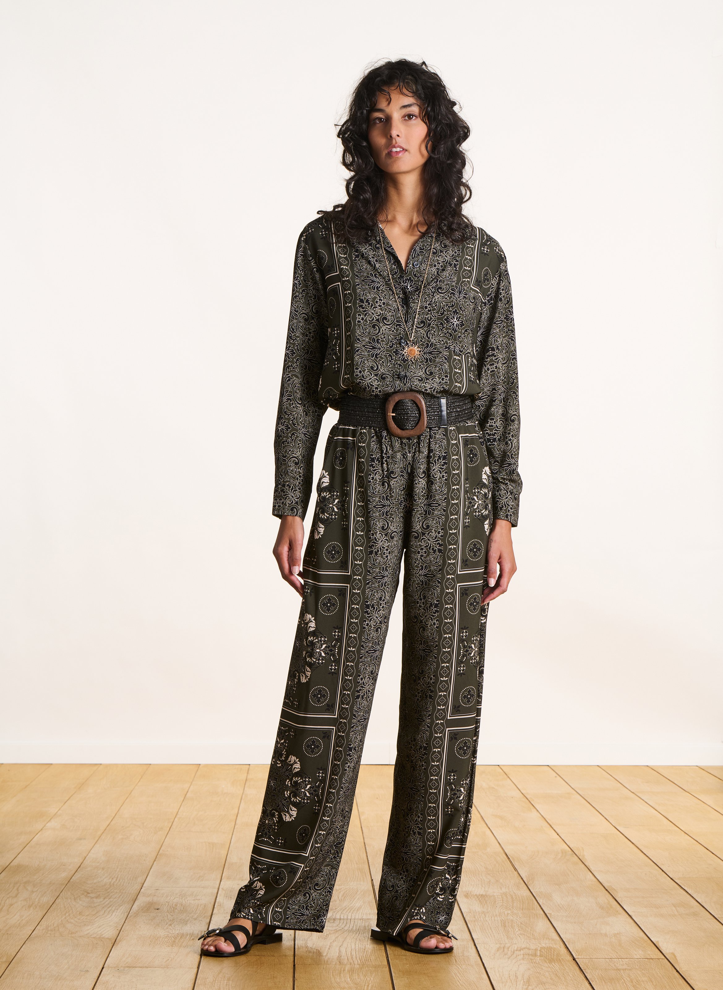 Pantalon large imprimé LA FEE MARABOUTEE Vert