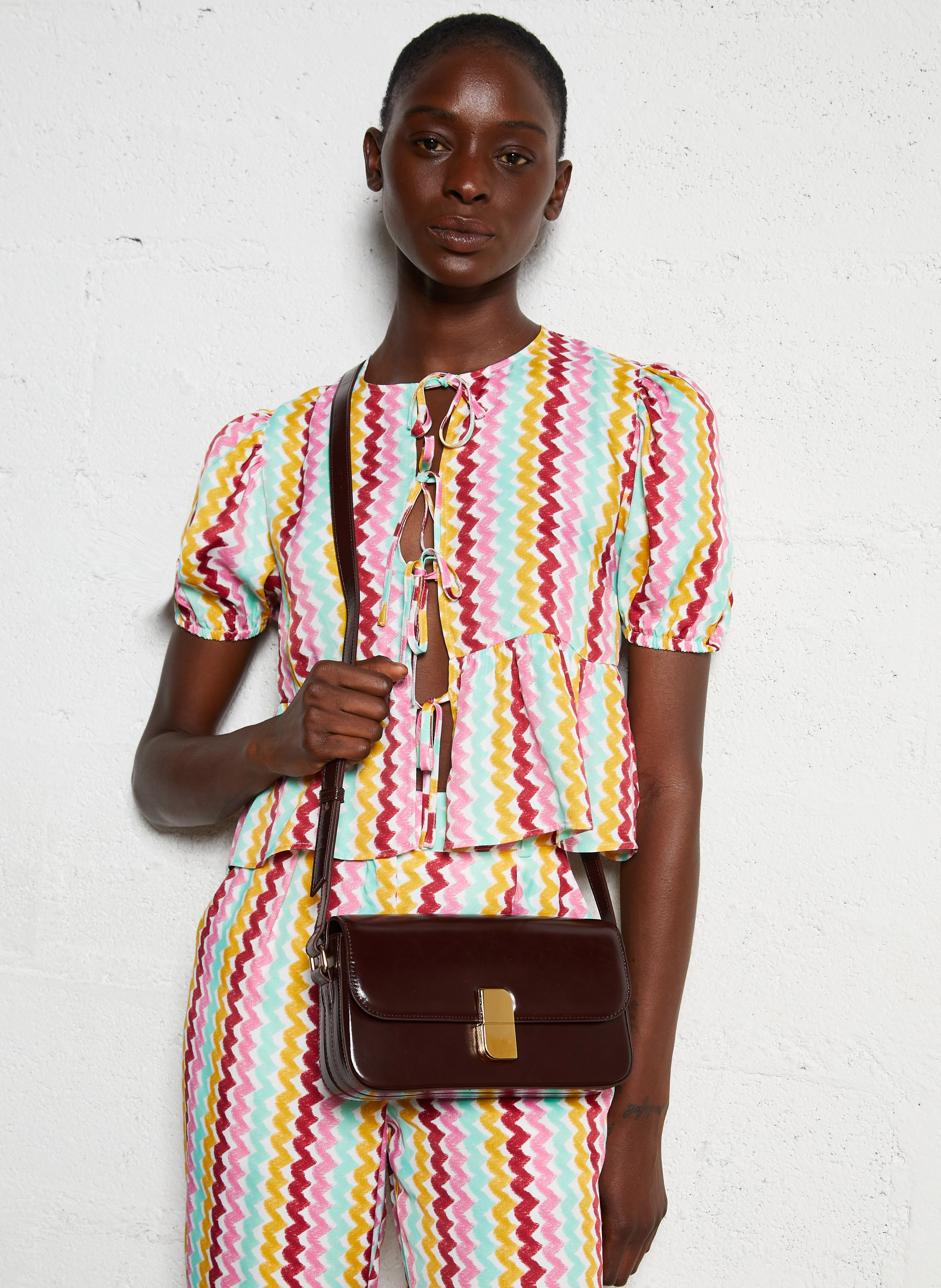 Baguette-Tasche aus Leder Braun