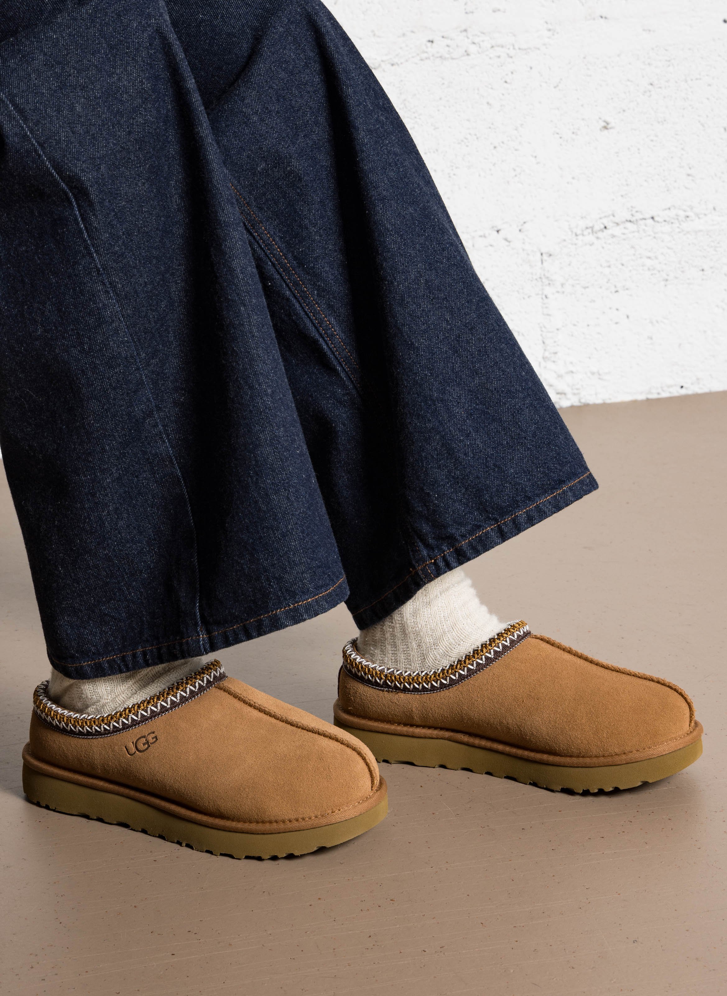 Deels leren klompen UGG Bruin