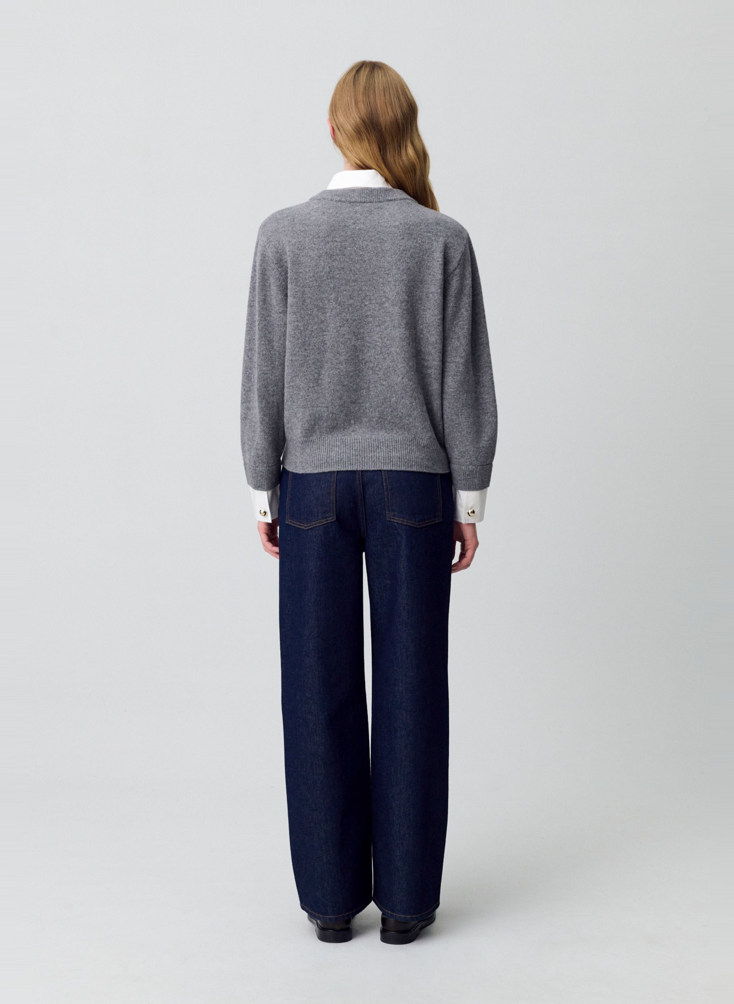 Pull col V en laine CLAUDIE PIERLOT Gris