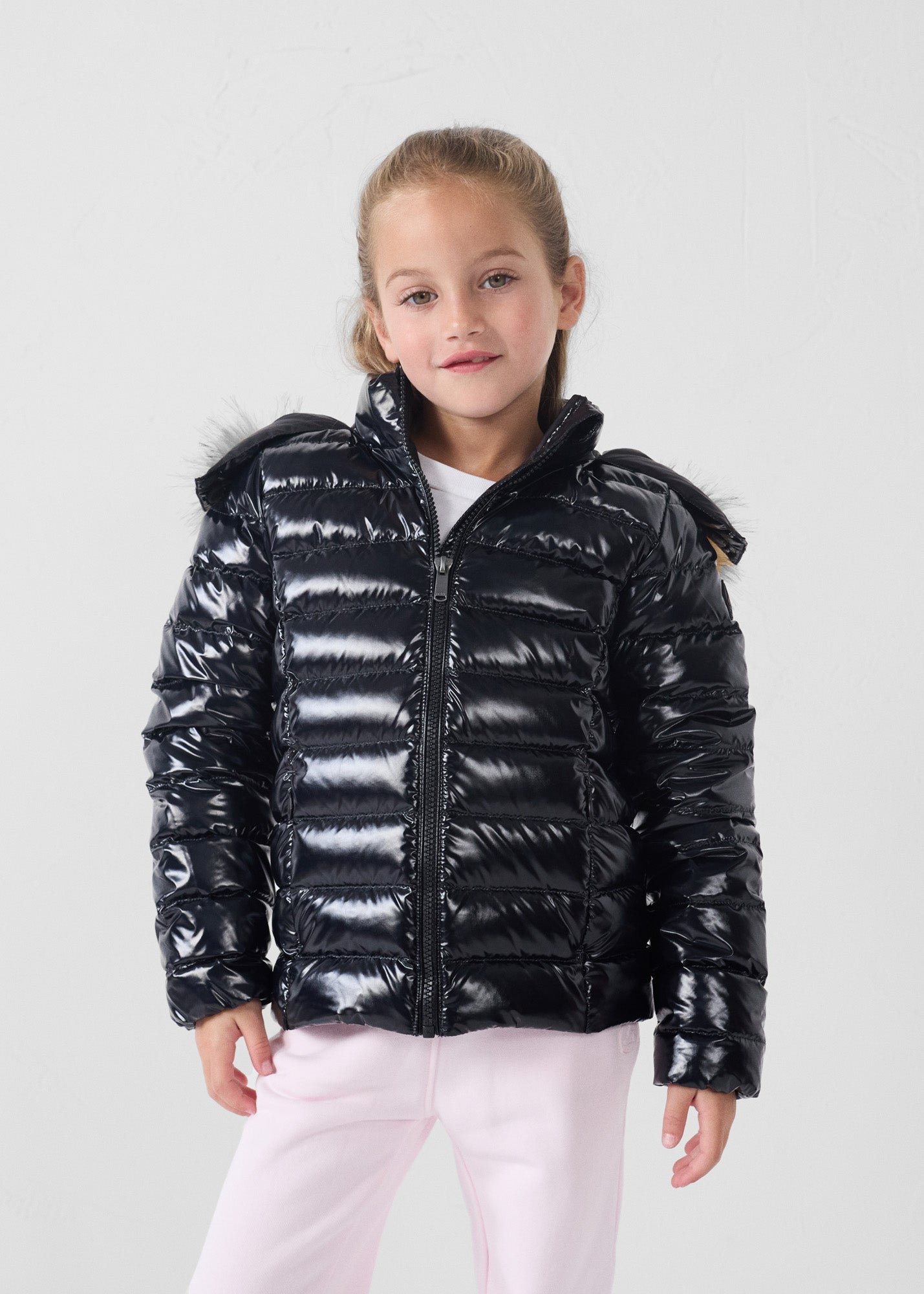 Olympe lacquered child's down jacket for extreme cold JOTT Black
