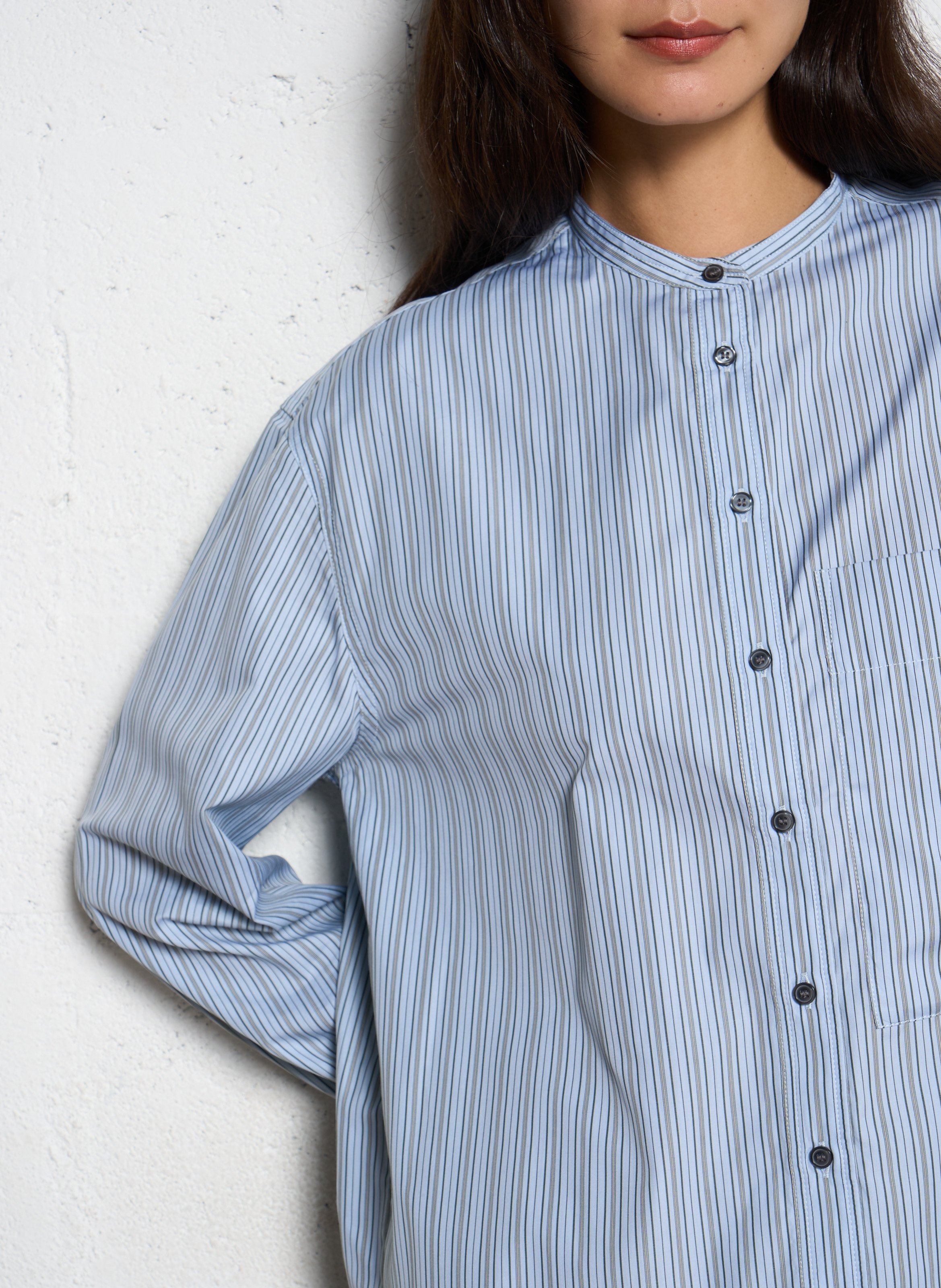 Gestreifte Baumwollbluse mit Mao-Kragen SOEUR Mehrfarbig