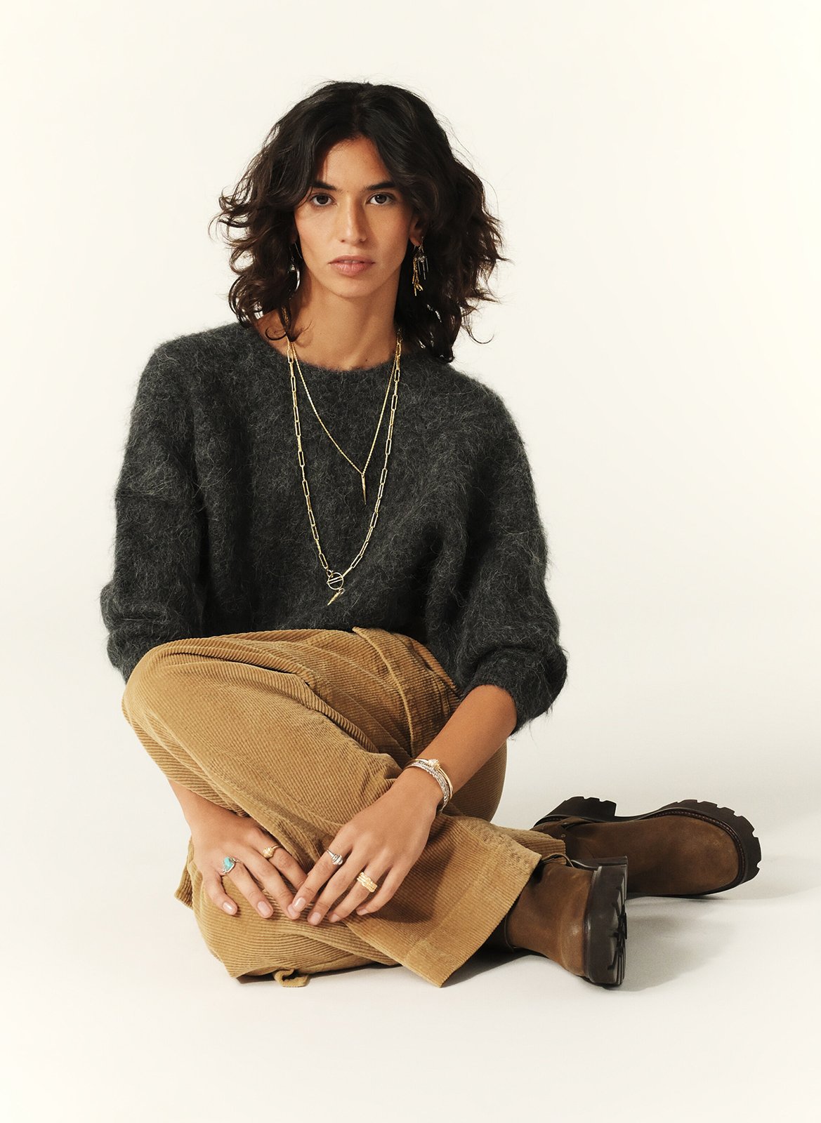 Trui met V-hals | wolblend BA&SH Zwart