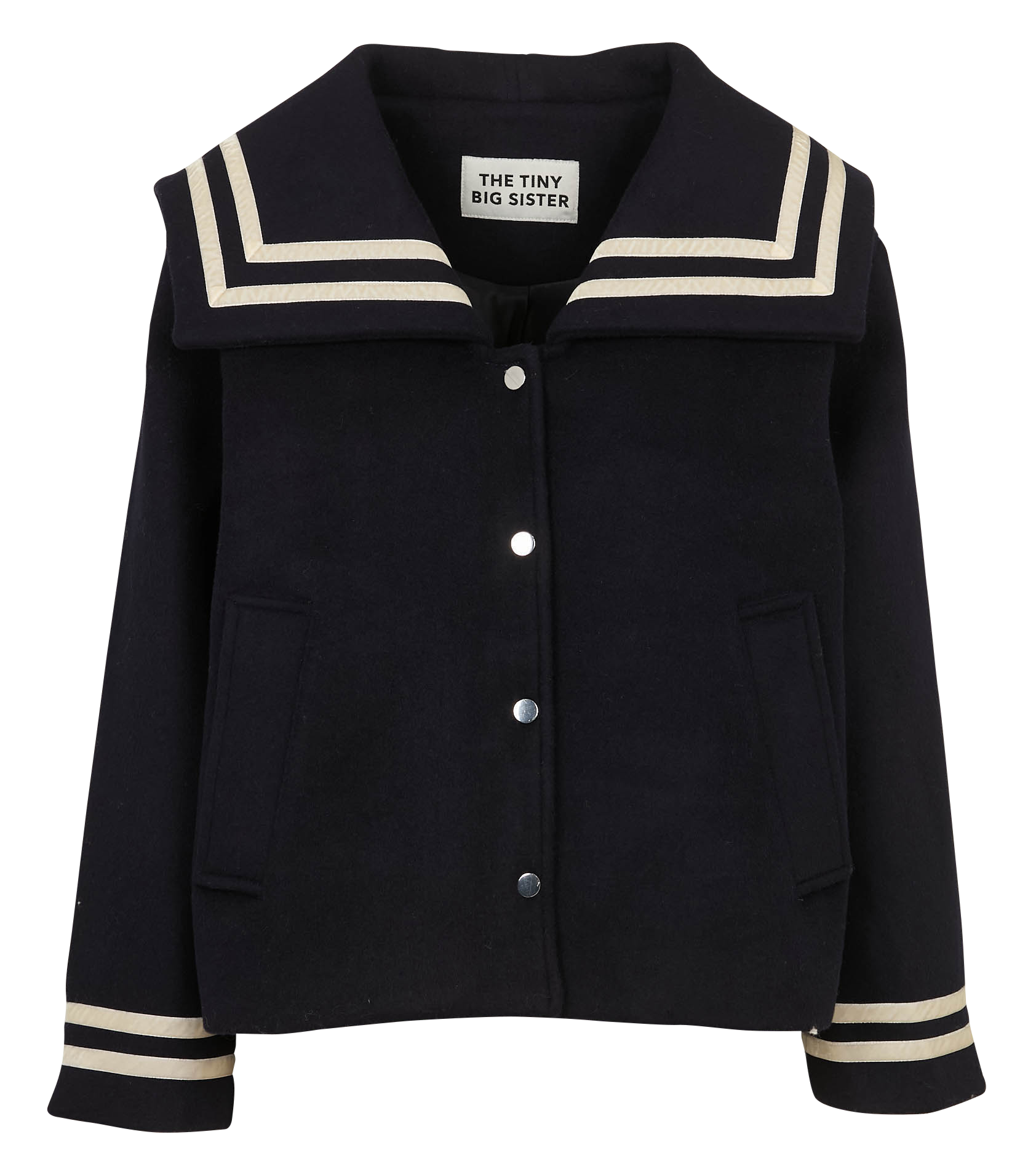 Veste droite col rabattu en laine mélangée THE TINY BIG SISTER Bleu