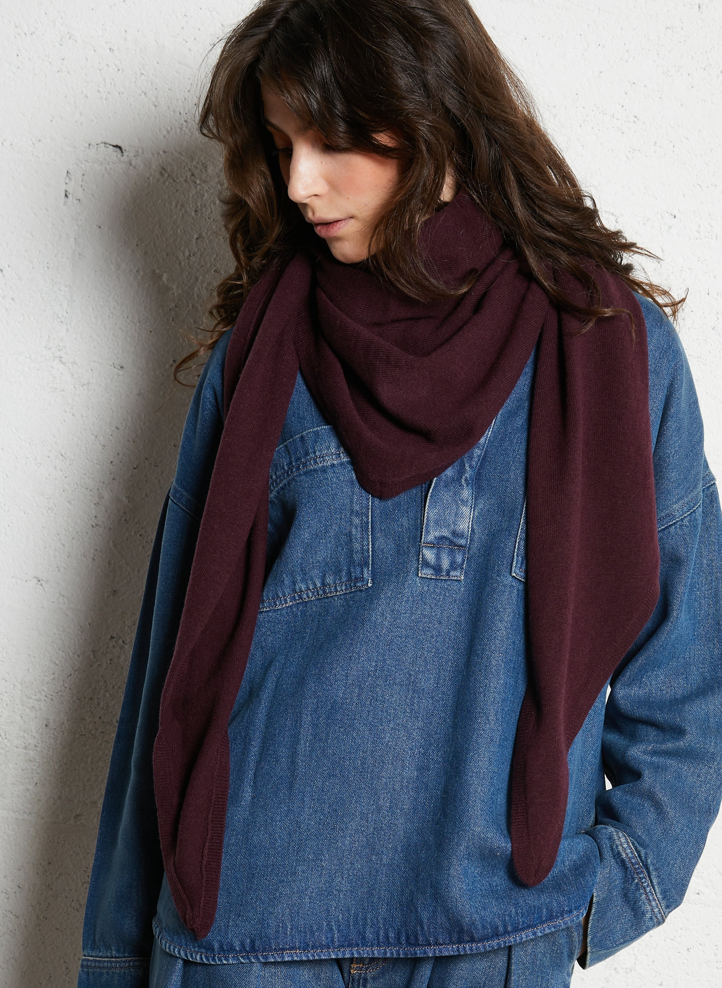 Echarpe en laine et cachemire mélangé RUE DE TOKYO Prune