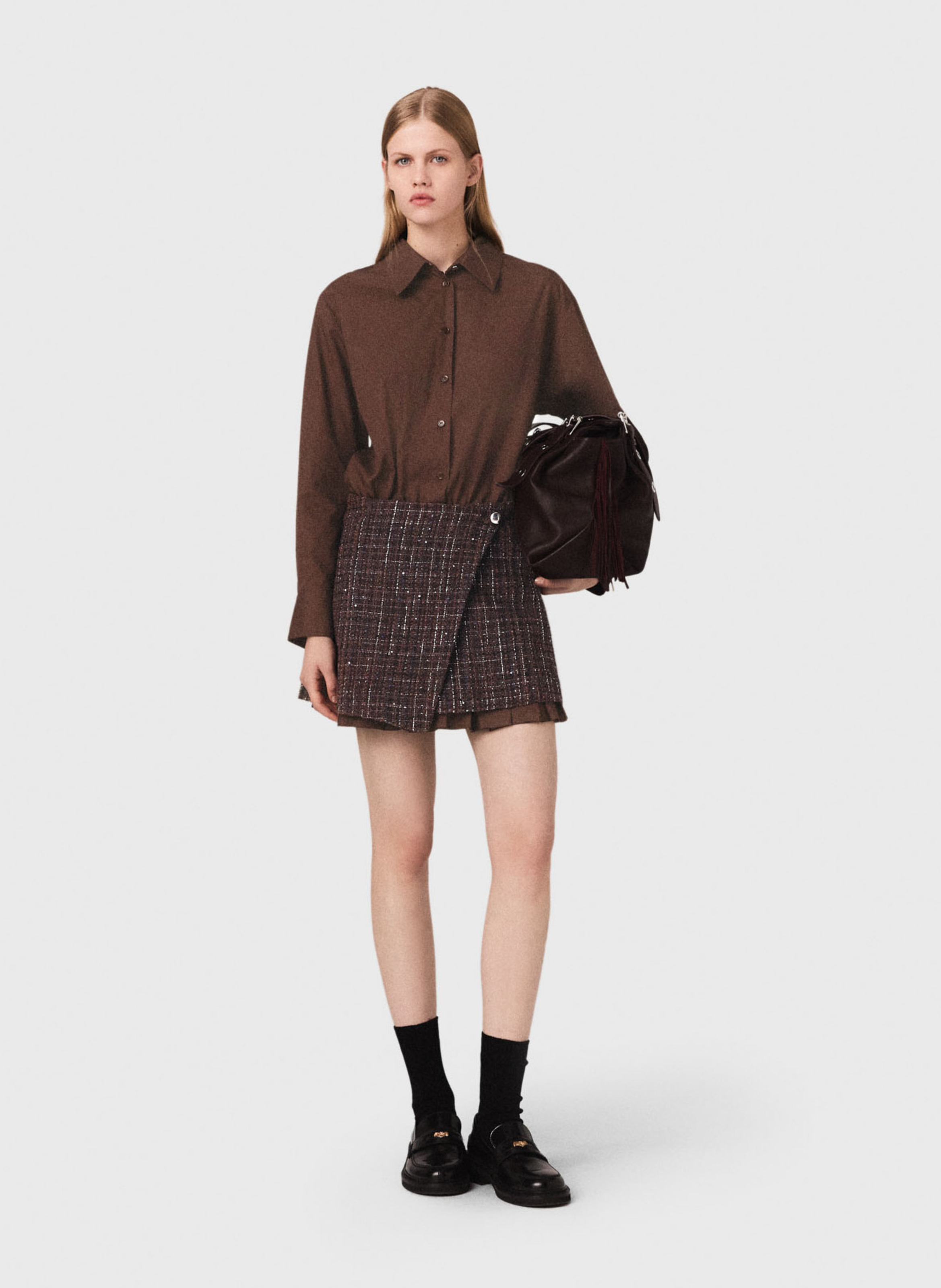 Robe courte 2 en 1 MAJE Marron