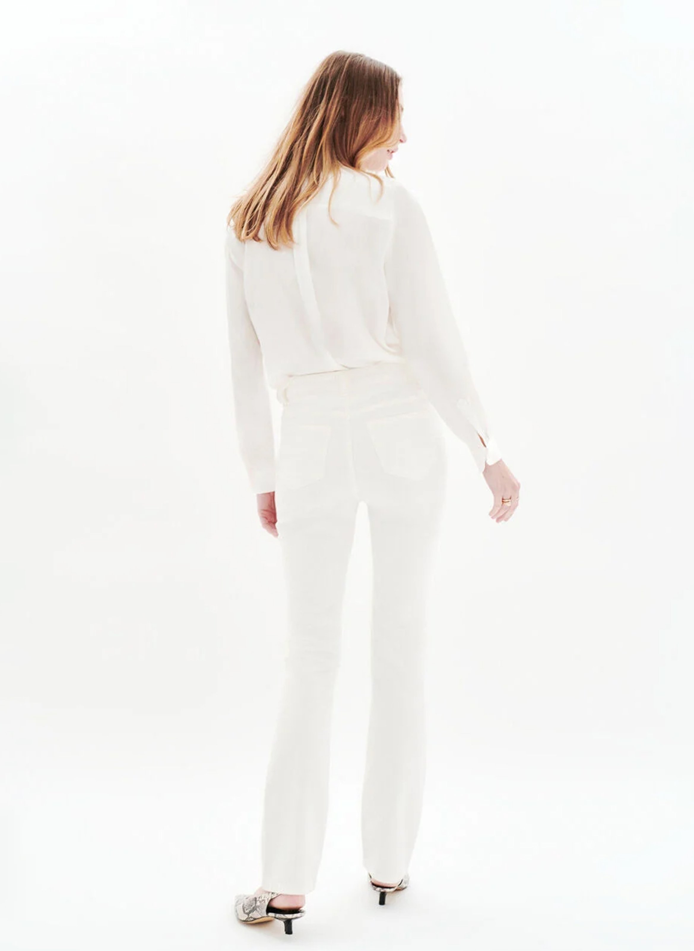 Pantalon droit en velours CAROLL Beige
