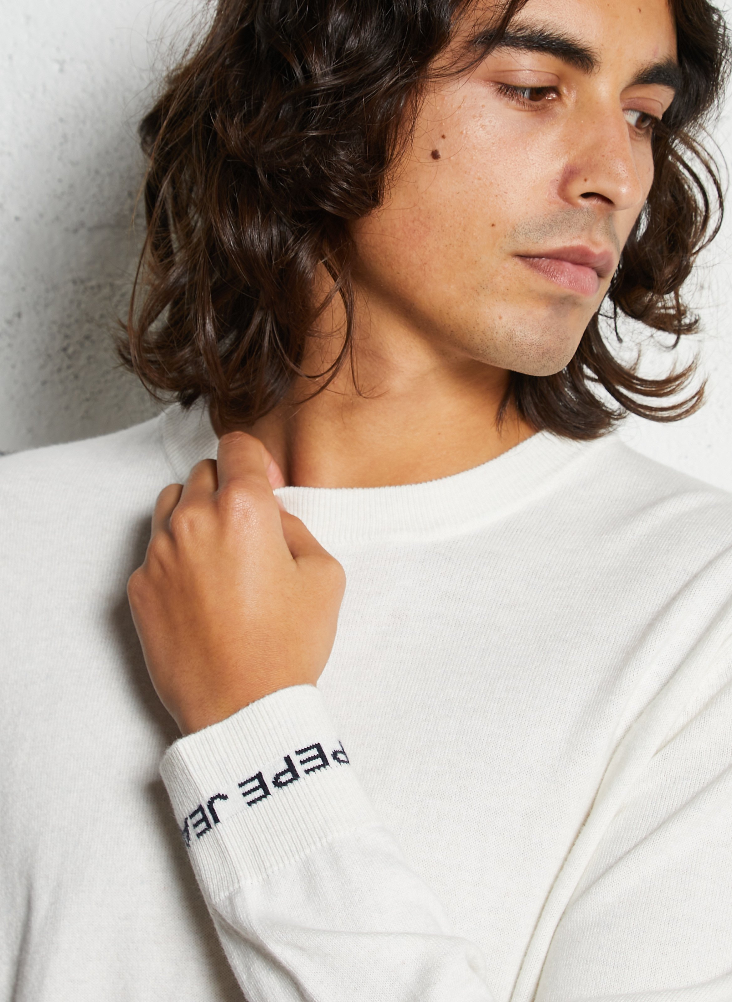 Round neck straight fit sweater in cotton and cashmere PEPE JEANS Beige