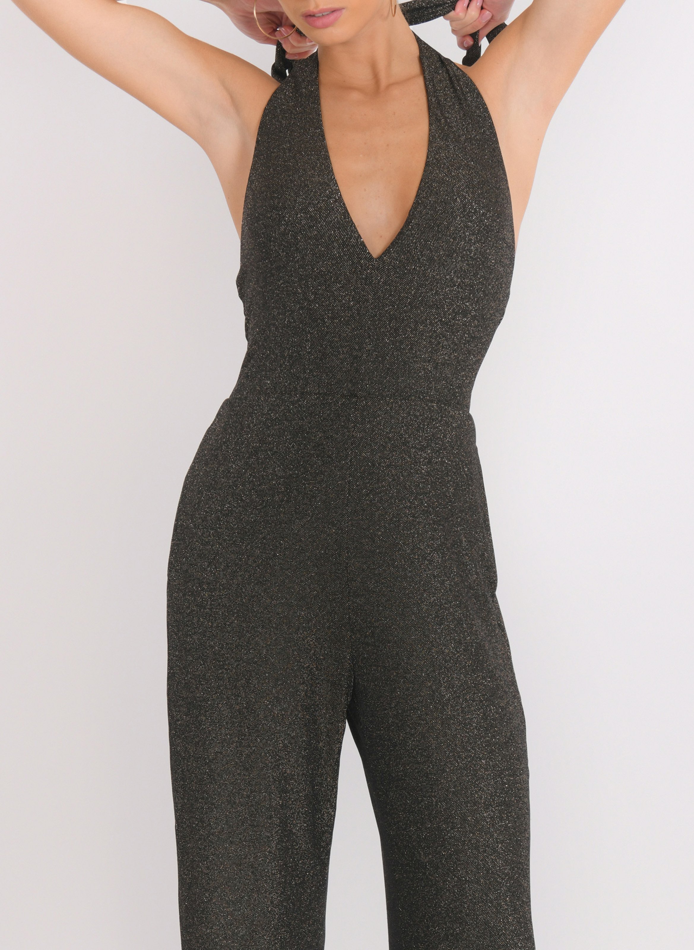 Combinaison fluide pailleté sans manches KOOKAI Doré