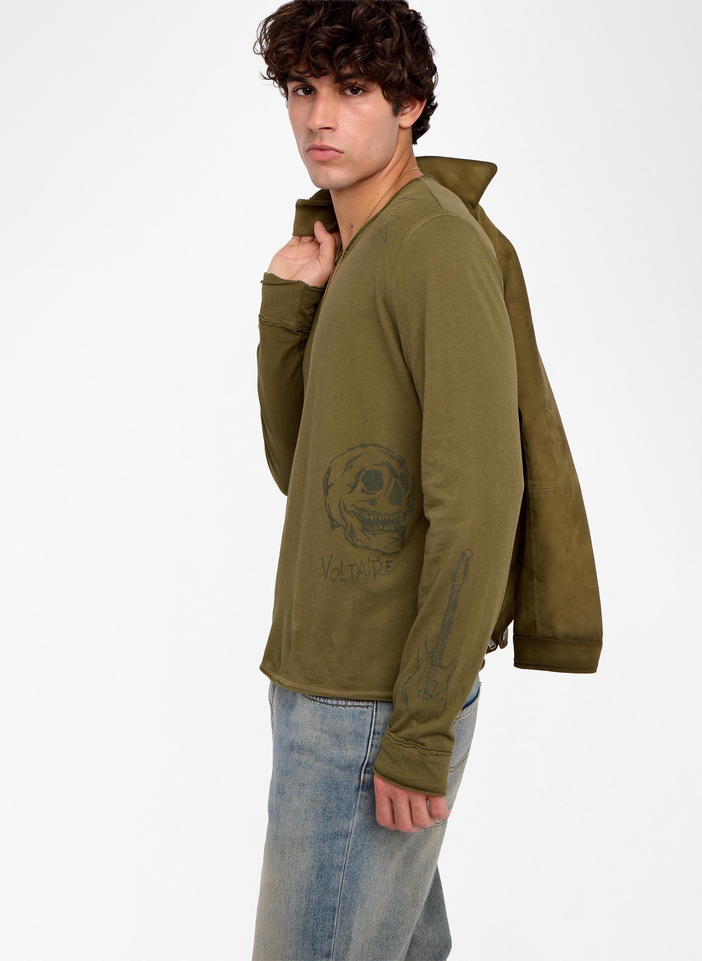 Straight-cut cotton henley T-shirt ZADIG&VOLTAIRE Green