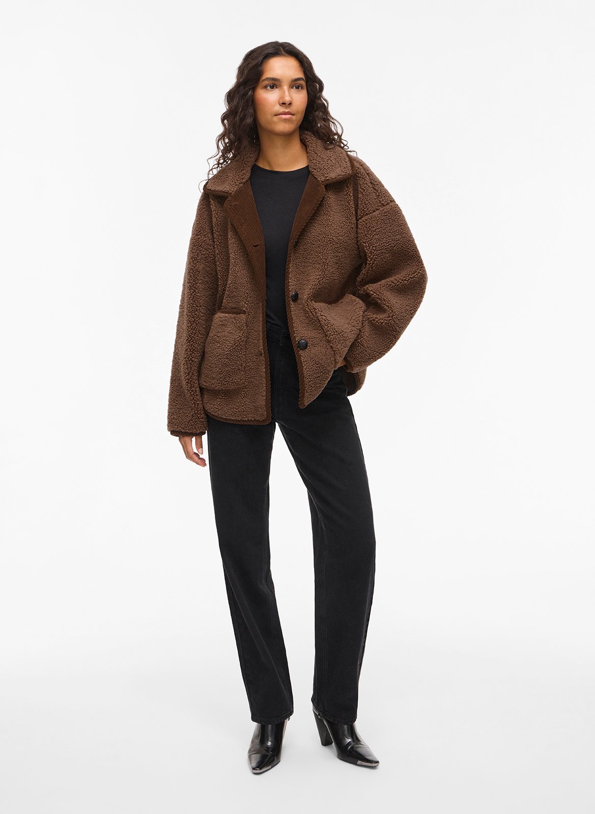 Sherpa classic-collar jacket VILA Brown