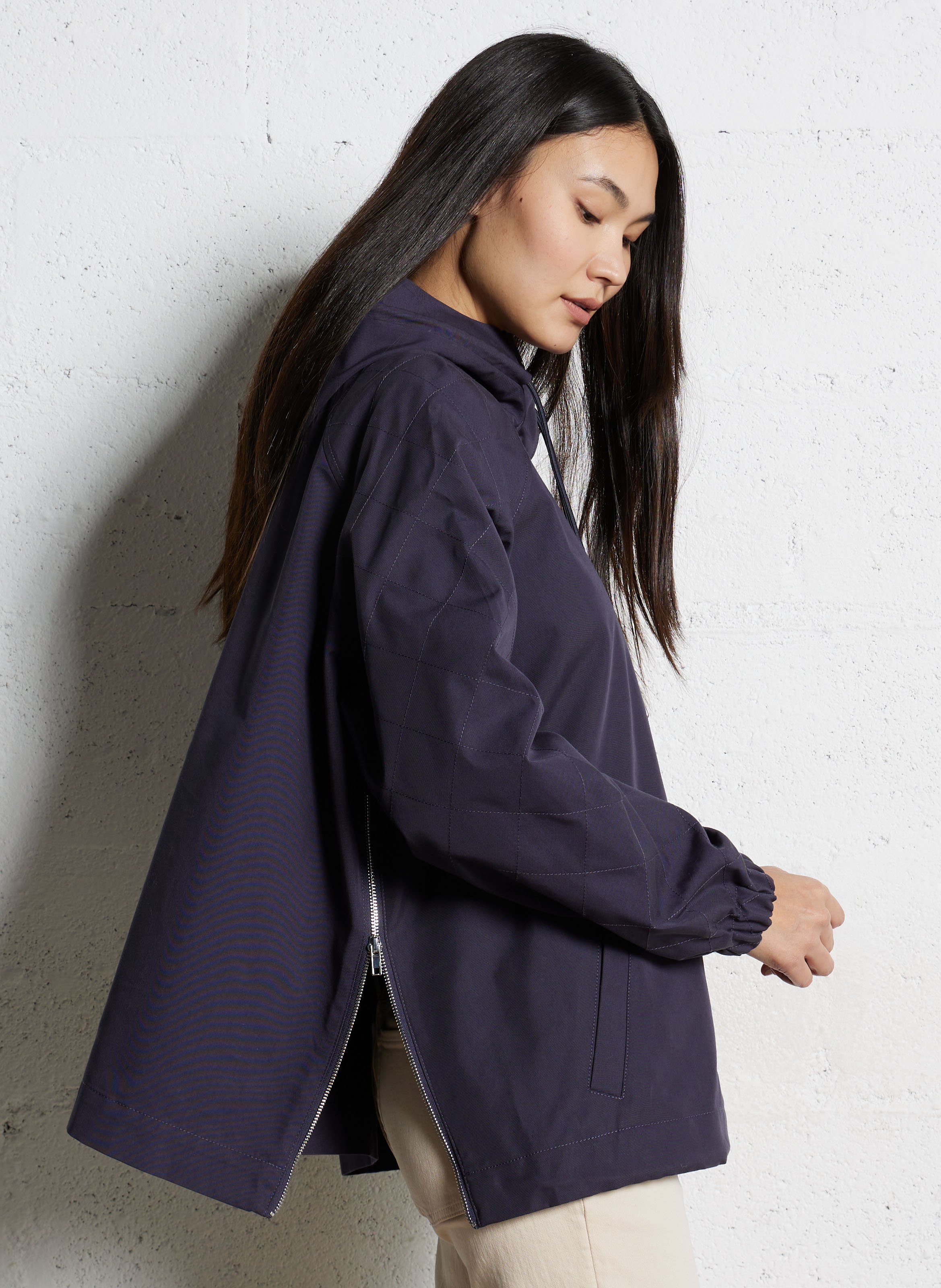 Coupe vent col montant en coton mélangé ONE STEP Bleu