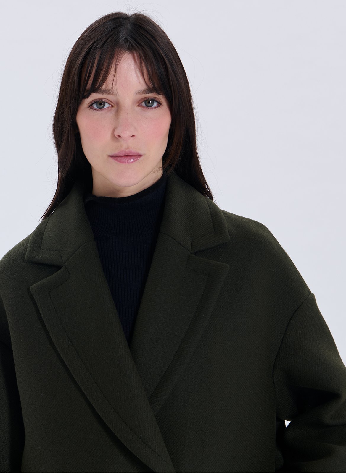 Langer Blazer-Mantel aus Wollmischung ZAPA Khaki