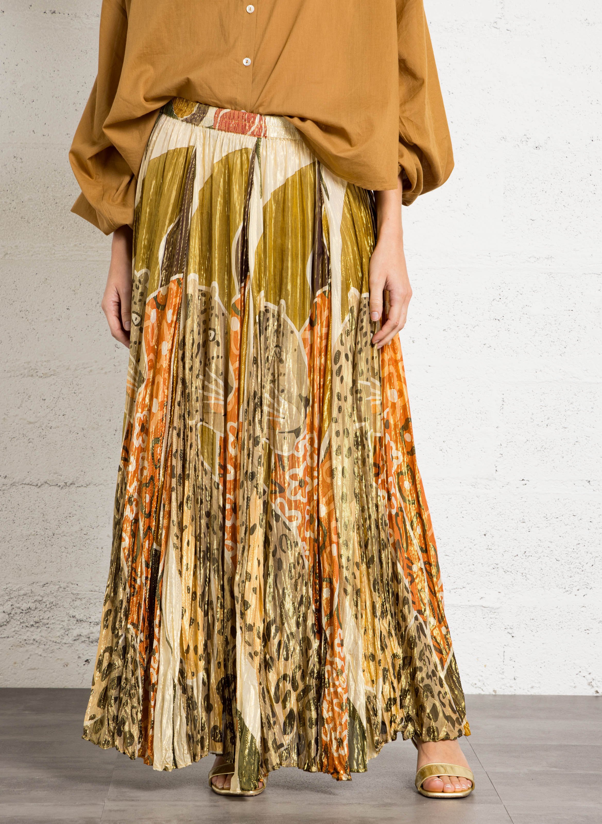 Halflange jurk met plooien en tie-dye-print MES DEMOISELLES Veelkleurig