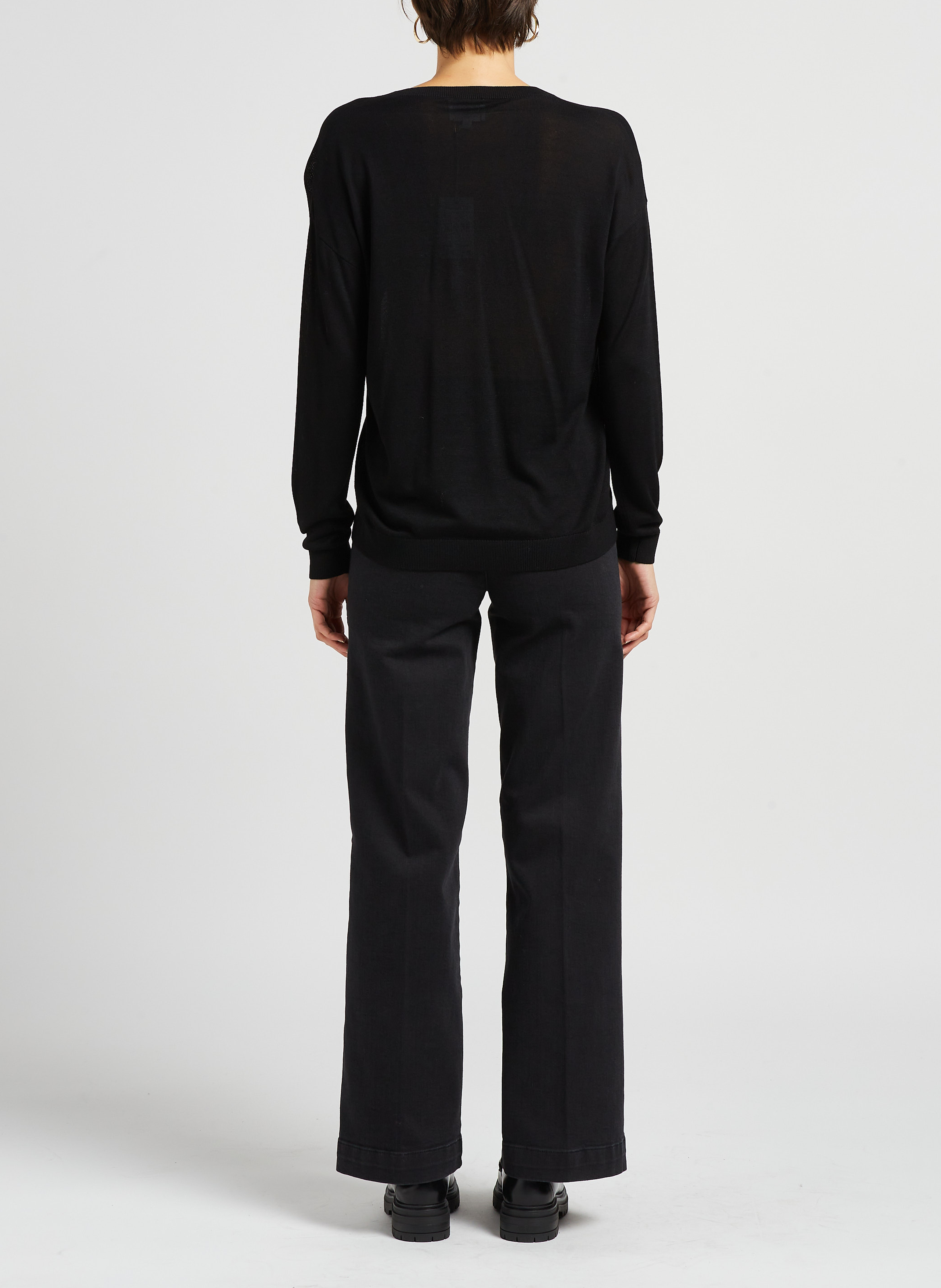 Weite High Waist Jeans aus Baumwoll-Mix MAISON 123 Schwarz