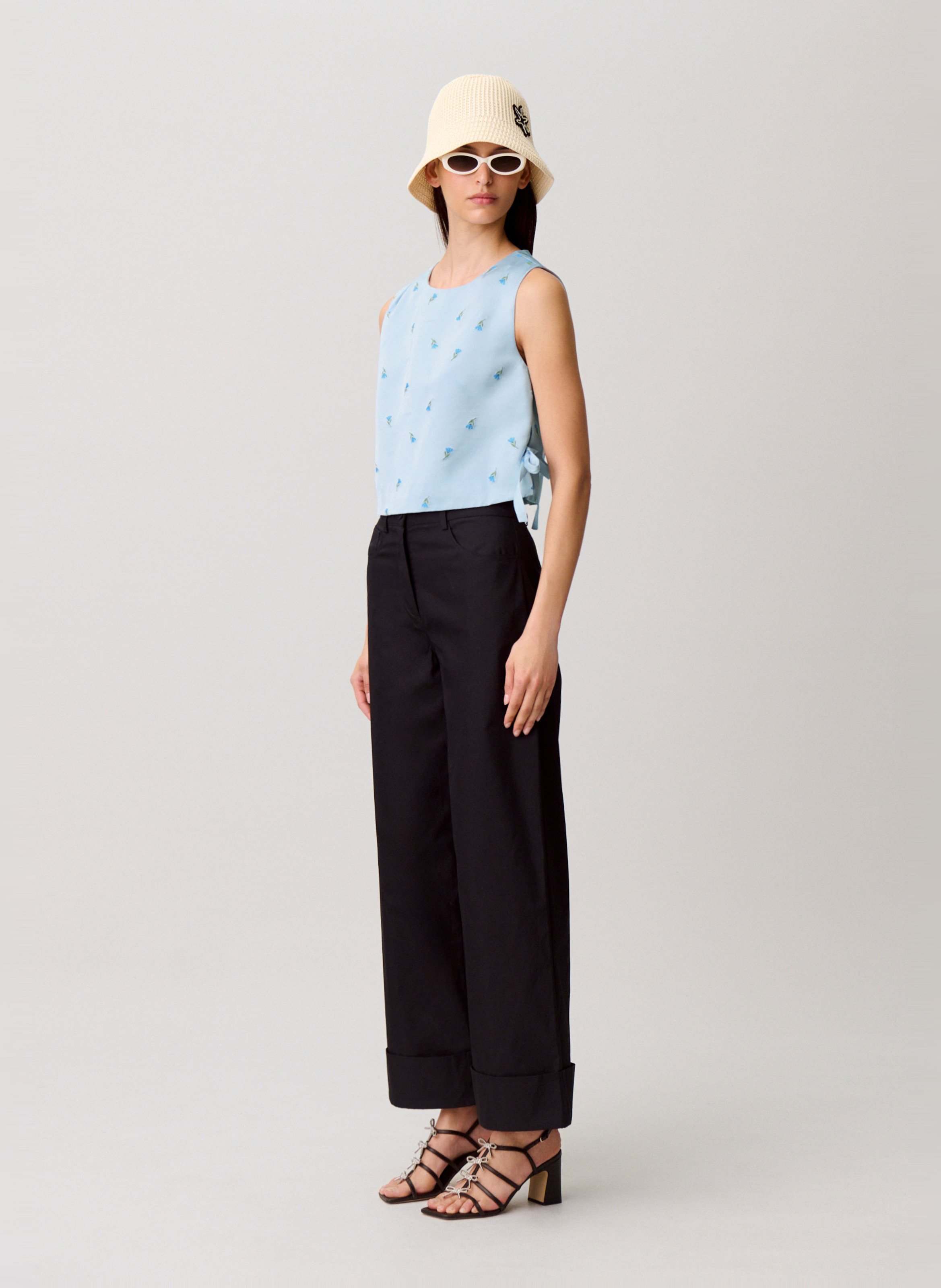 Top court imprimé col rond  CLAUDIE PIERLOT Bleu