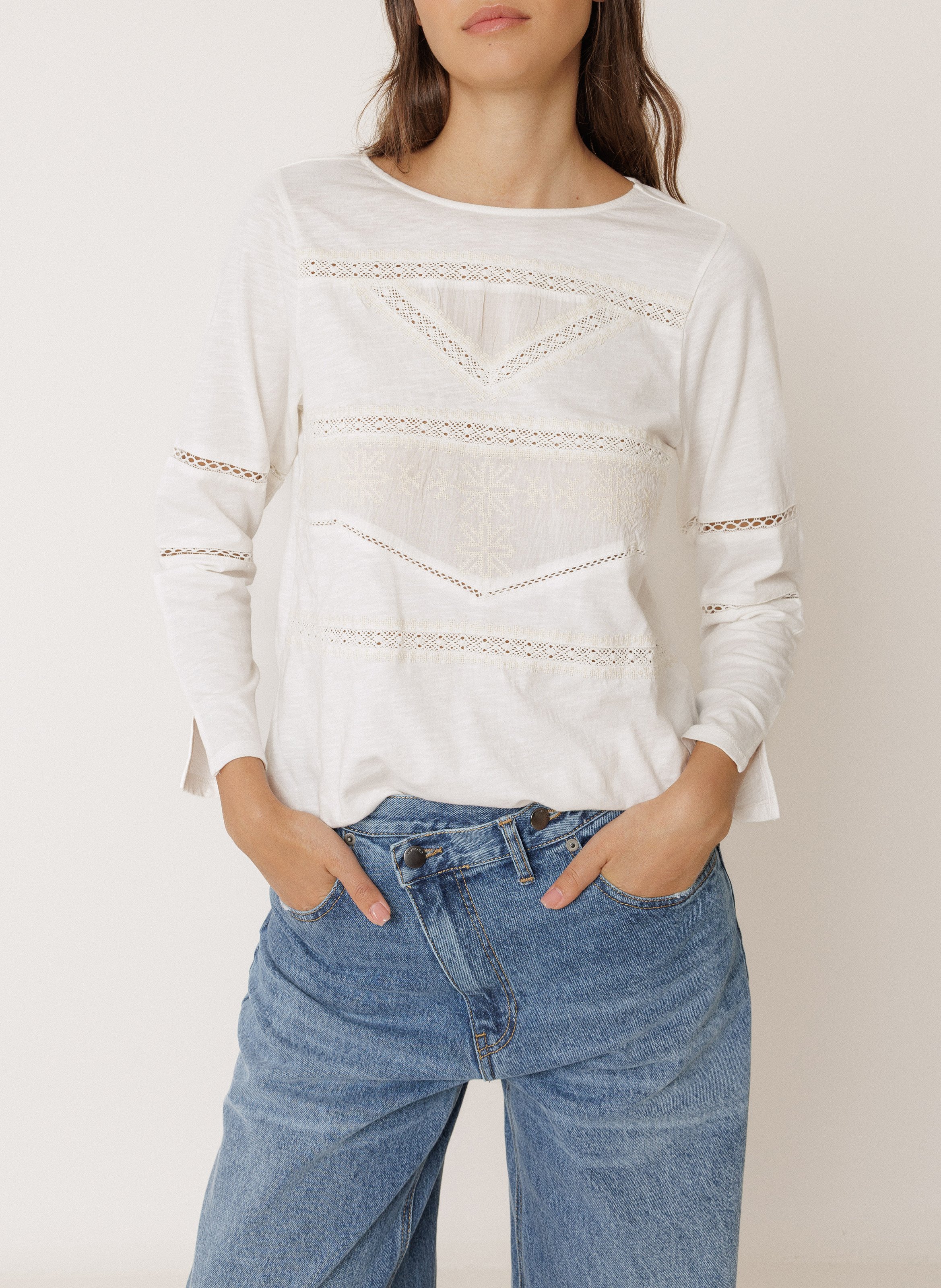 Cotton straight top INDI & COLD Beige