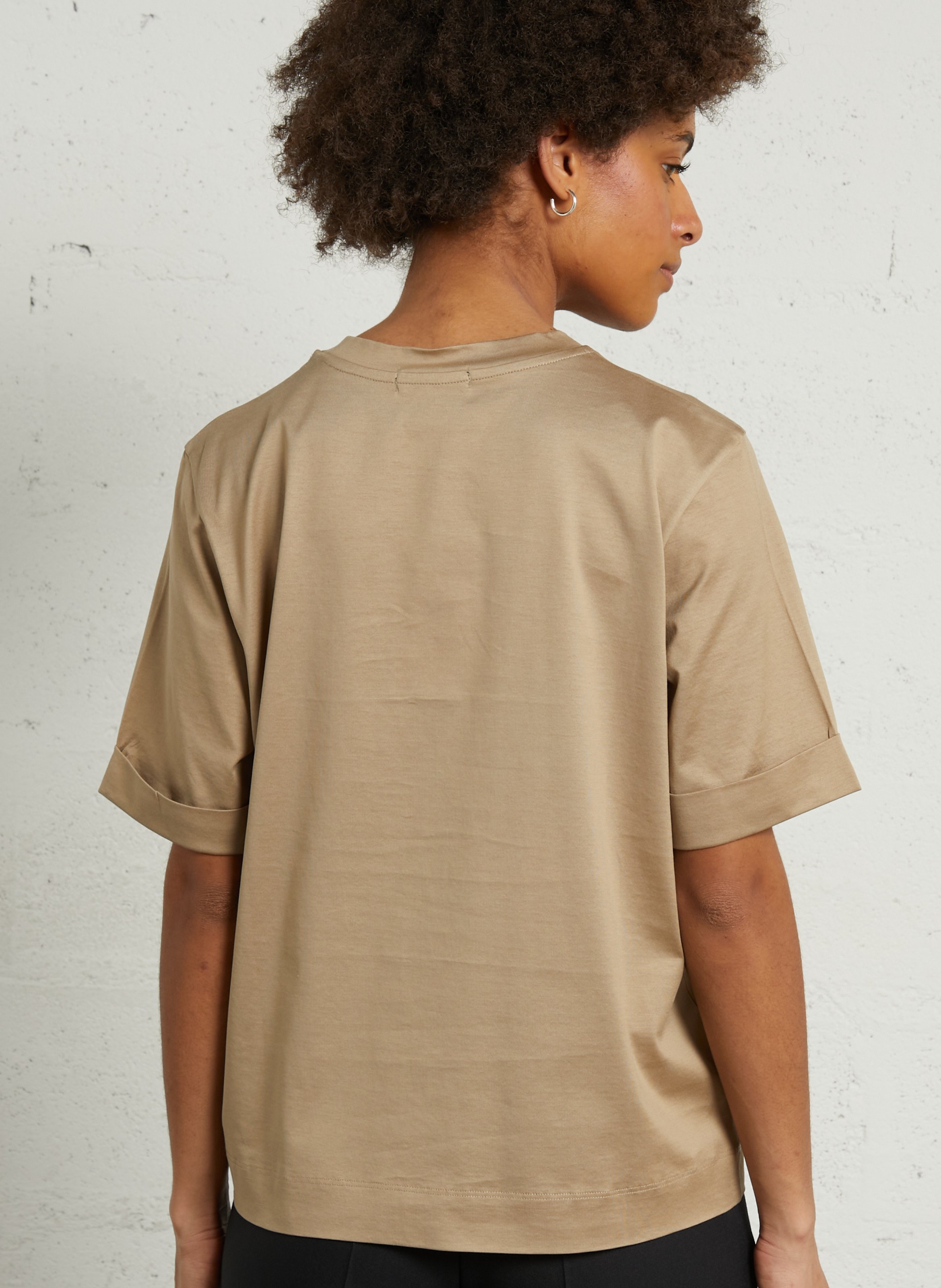 Regular-fit round-neck cotton T-shirt SOEUR Beige