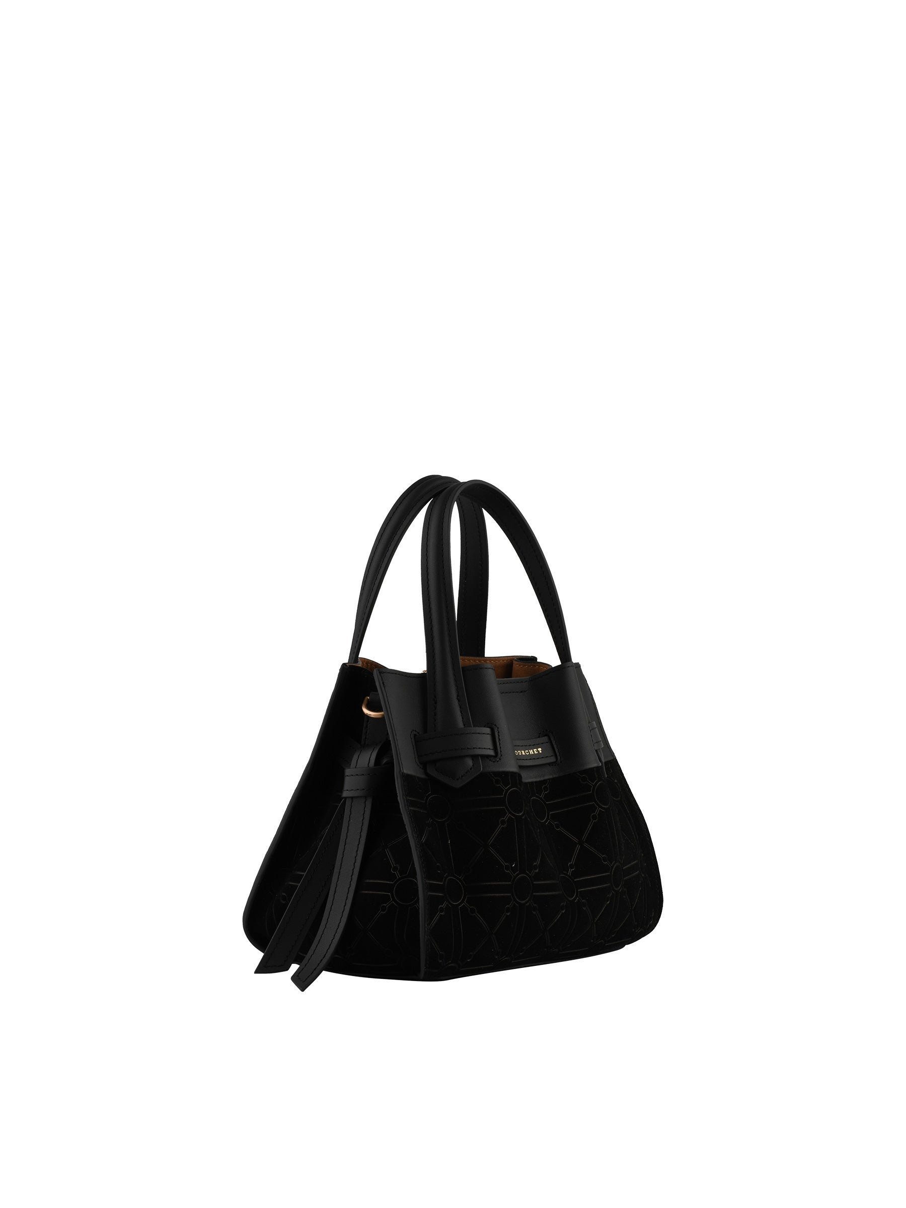Suede and leather handbag Black