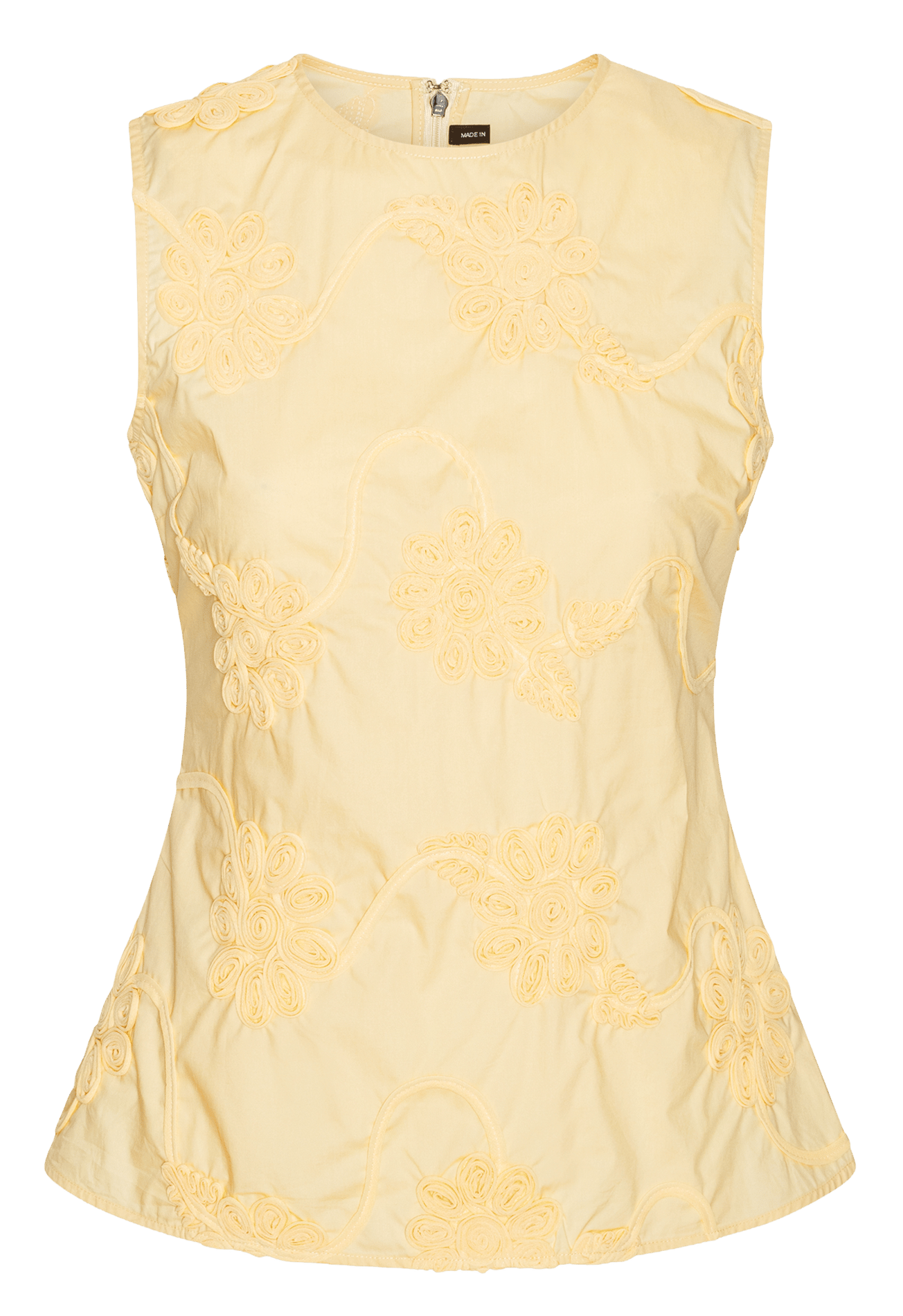 Top ajusté col rond en coton bio ROTATE Jaune