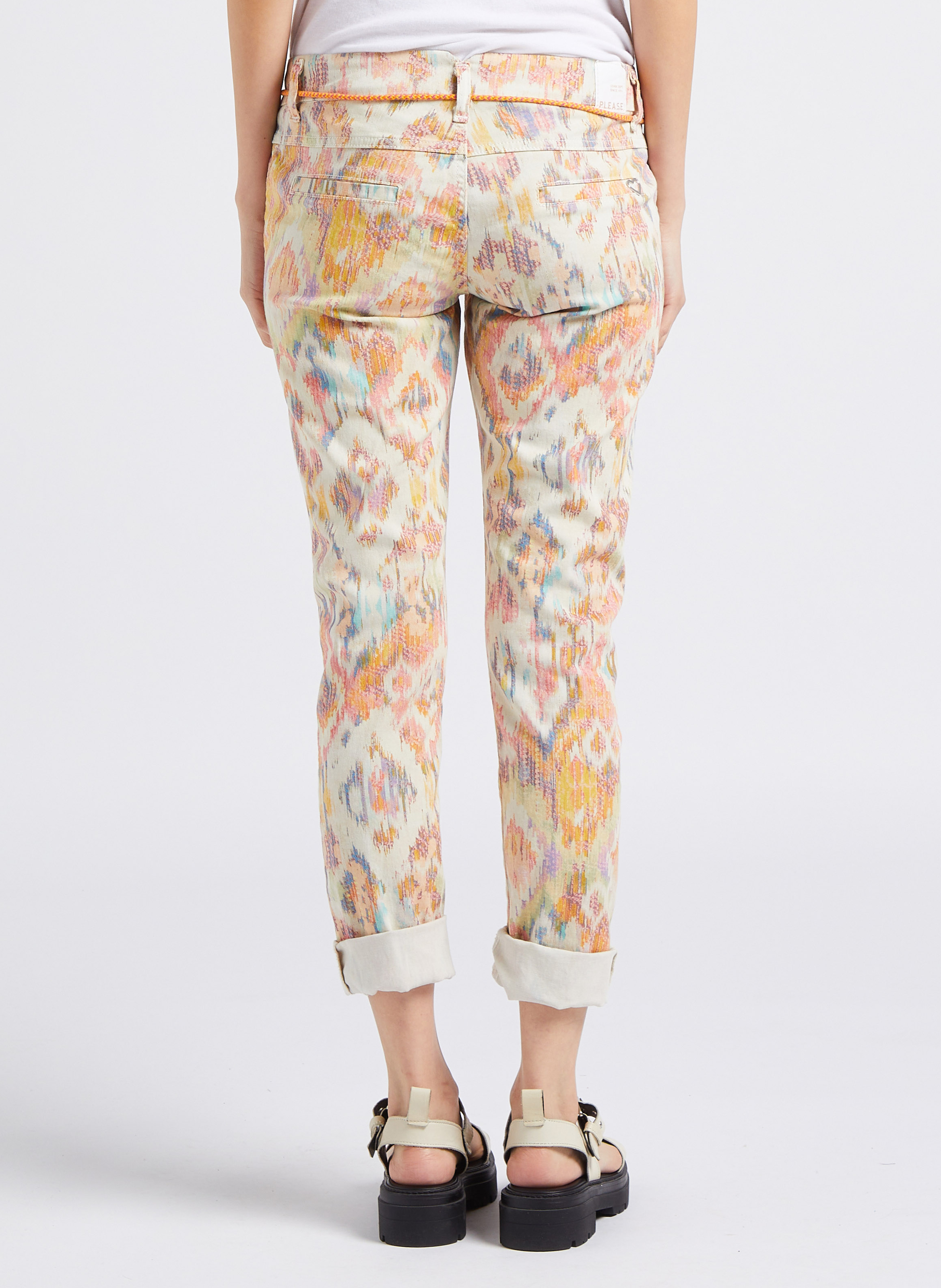 Pantalon taille basse en coton mélangé PLEASE Beige