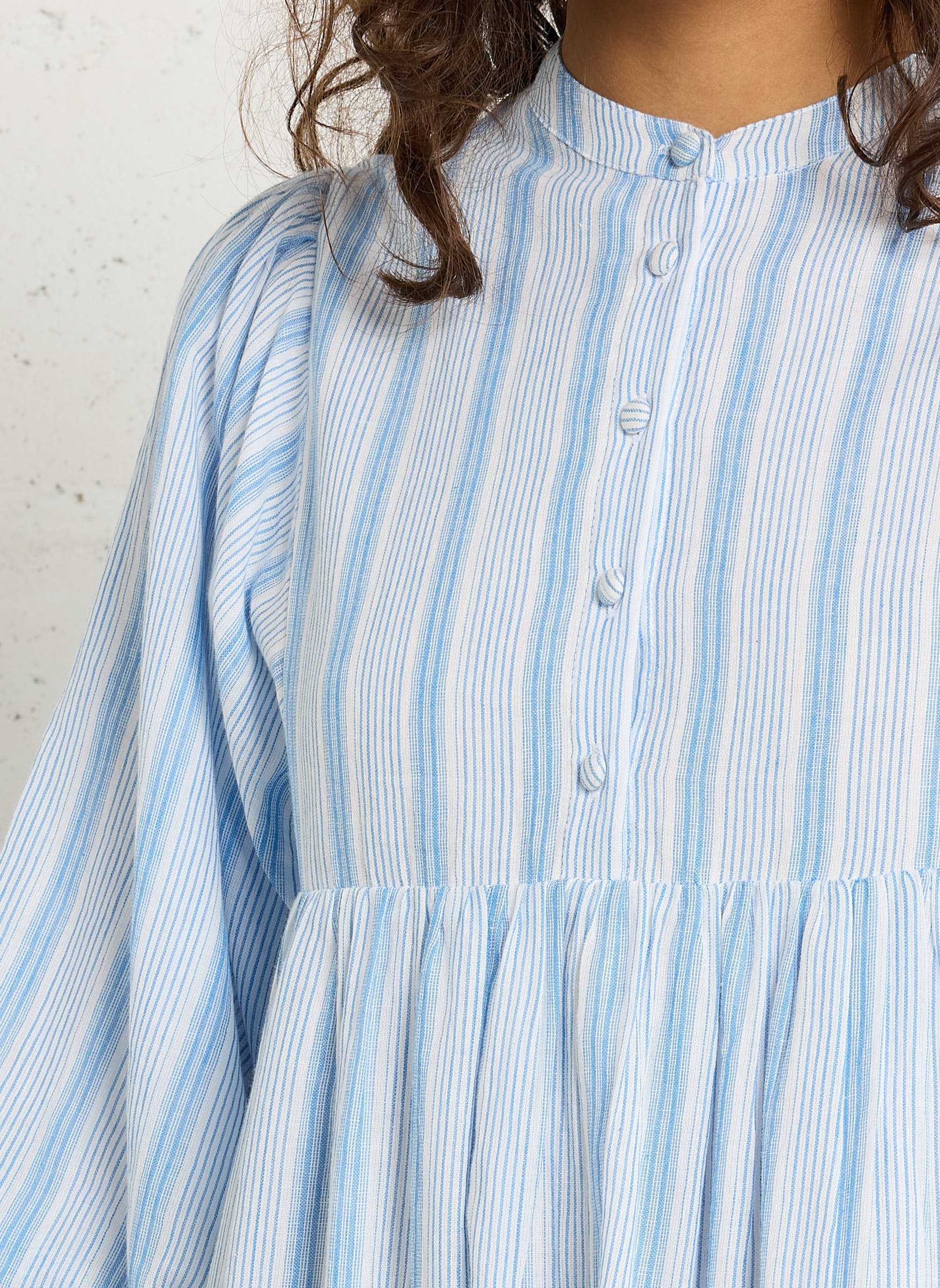 Robe longue col rond en coton rayé PETITE MENDIGOTE Bleu