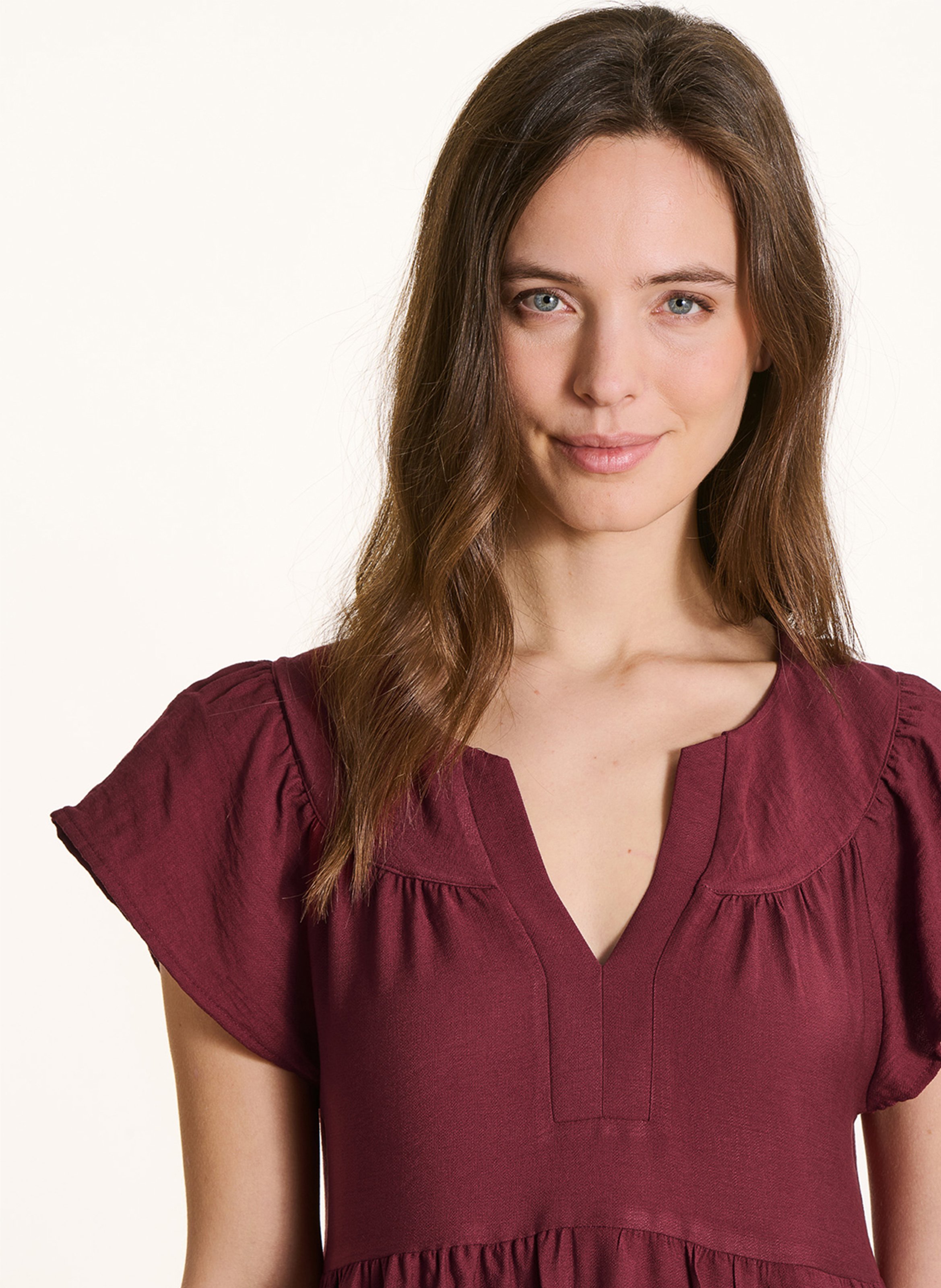 Robe longue col rond LA FEE MARABOUTEE Marron