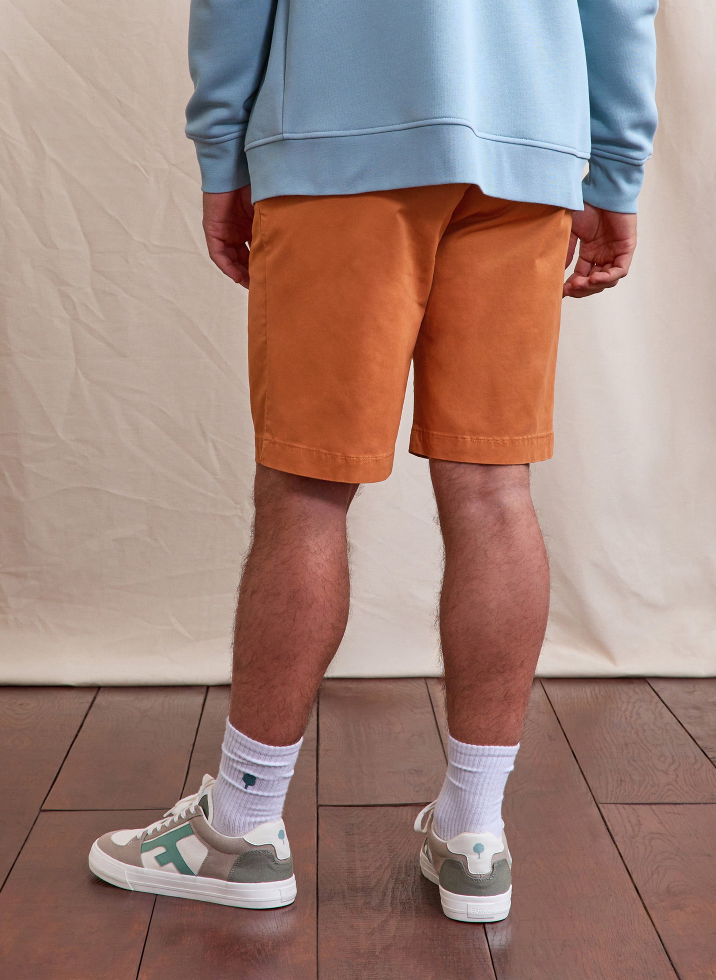 Short droit en coton mélangé FAGUO Rouge