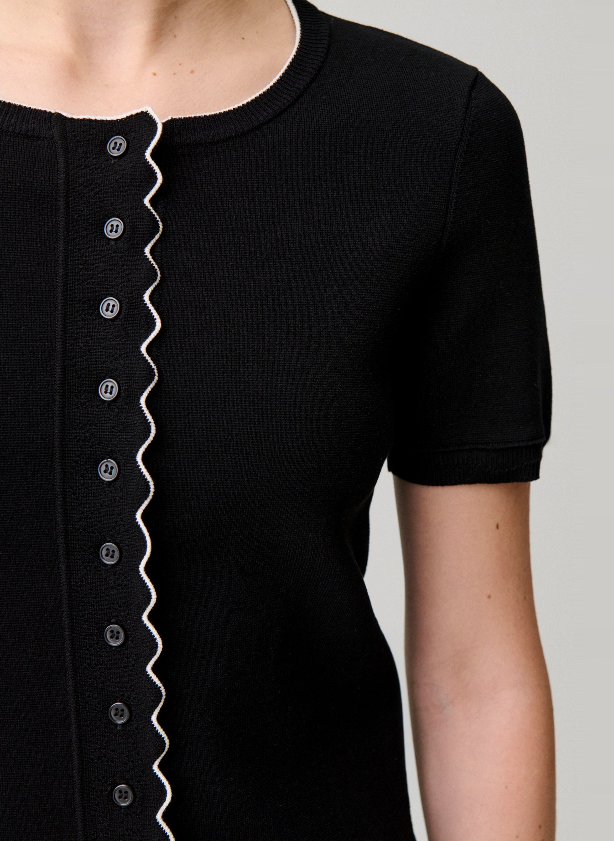 Gilet droit col rond en maille CLAUDIE PIERLOT Noir