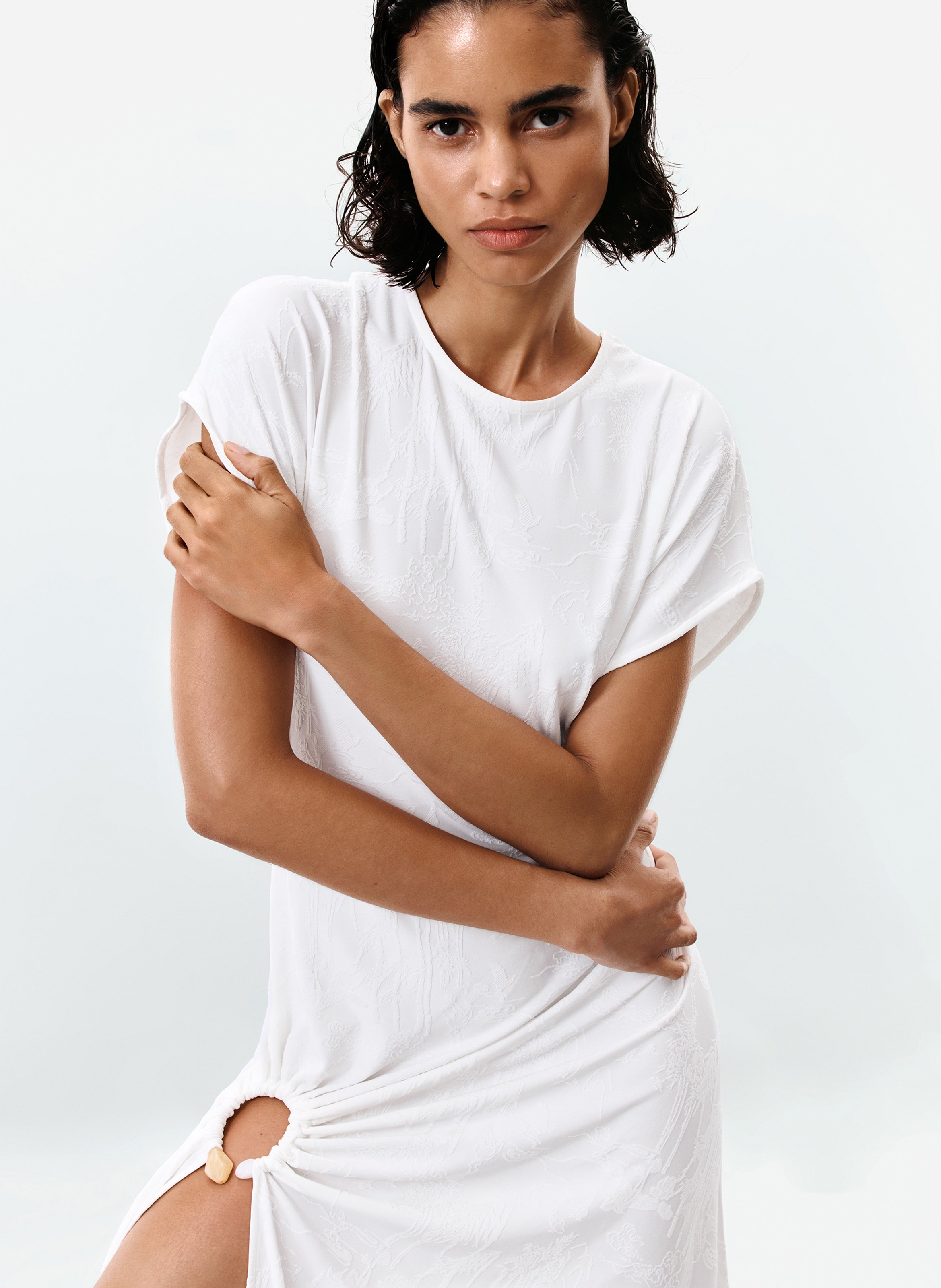 Robe midi ample DESIGUAL Blanc