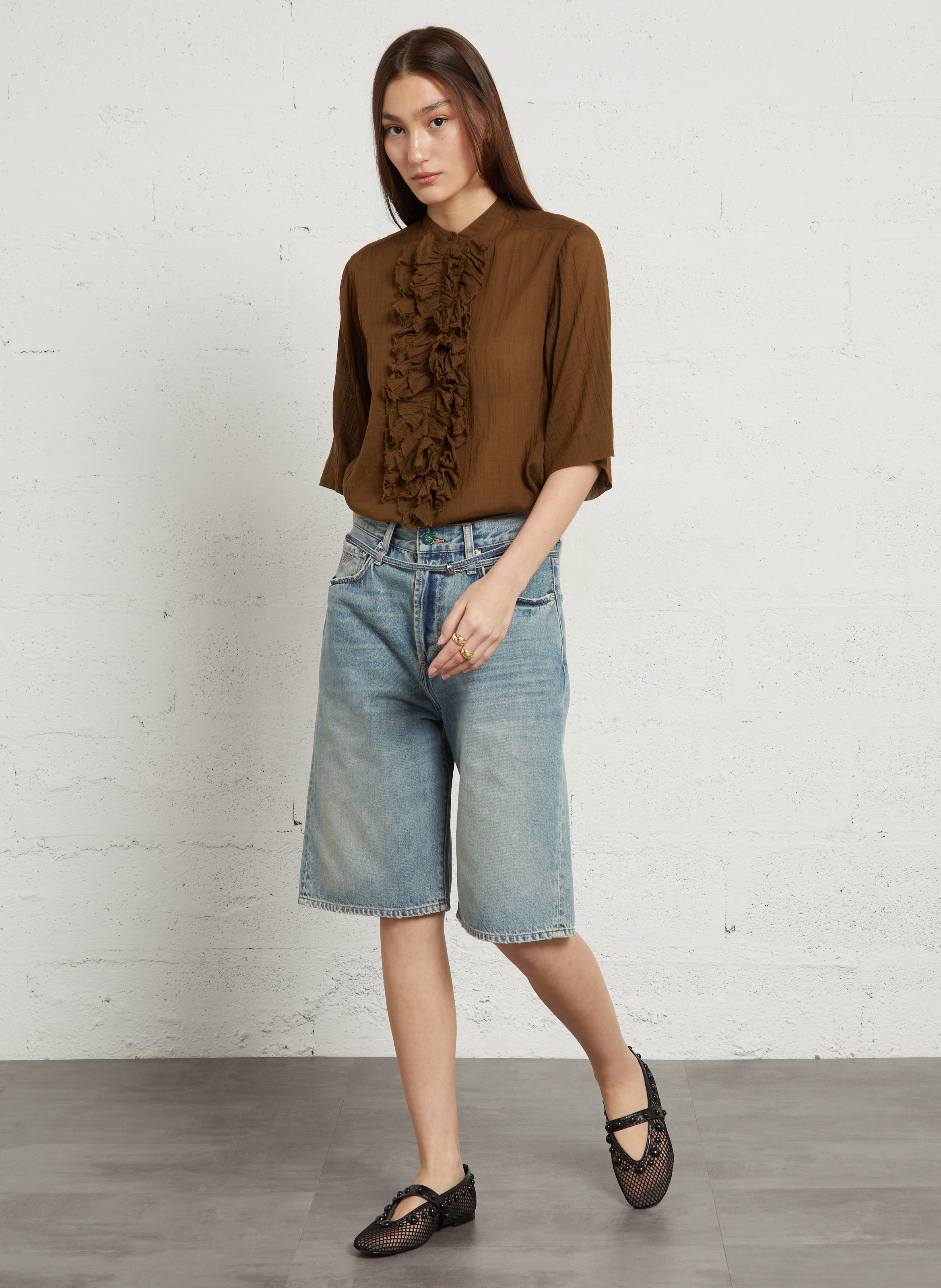 Flache Ballerinas mit metallischen Details. BIBI LOU Schwarz