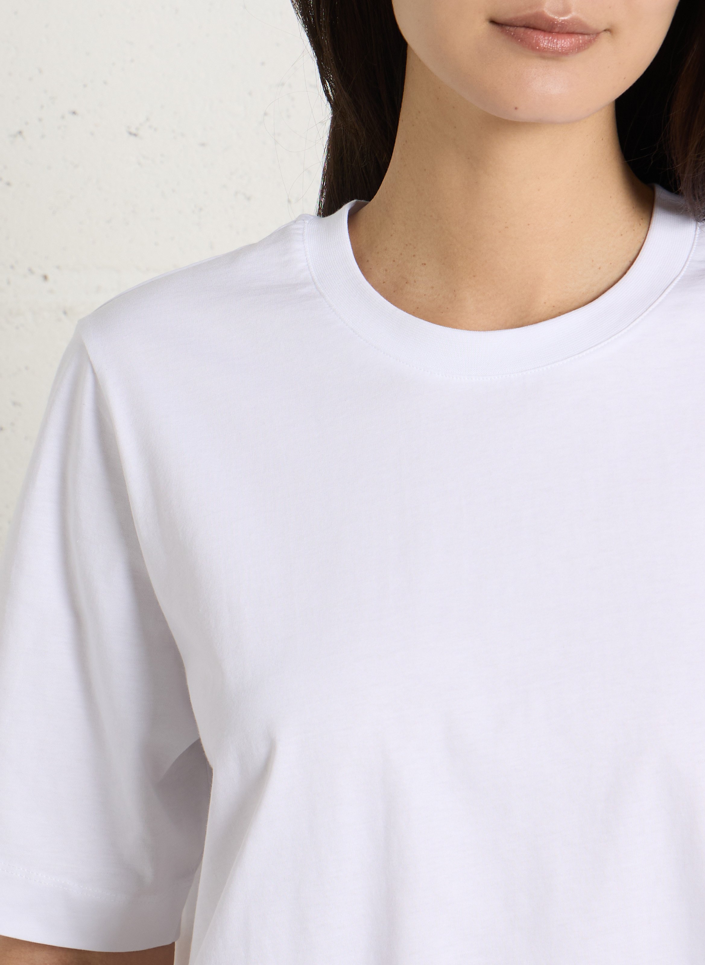 Baumwoll-Pullover mit Rundhalsausschnitt BENSIMON Weiss