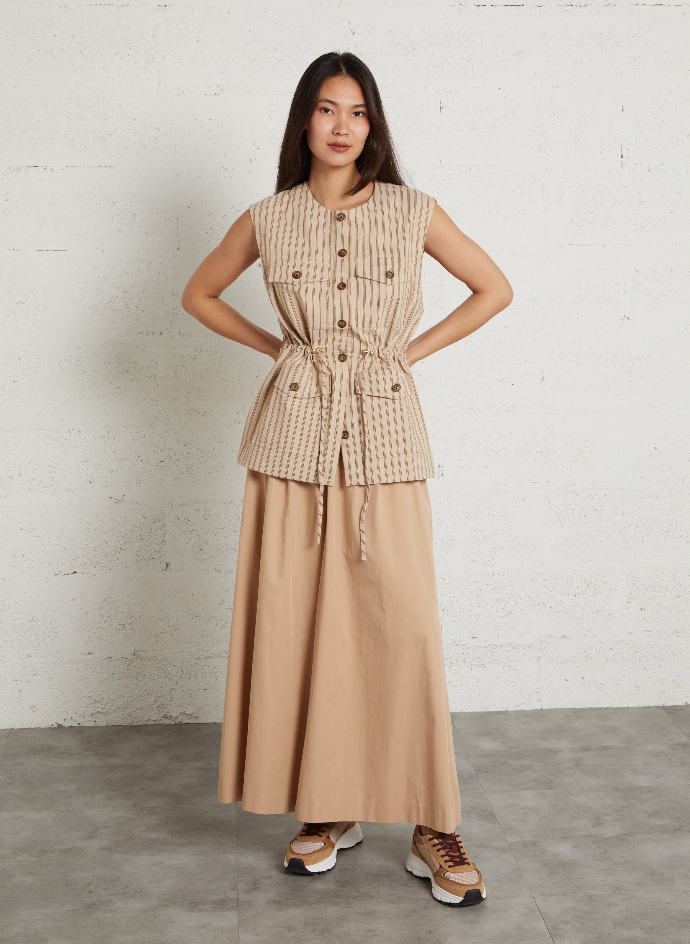 Jack met Victoriaanse kraag - katoenblend DES PETITS HAUTS Bruin