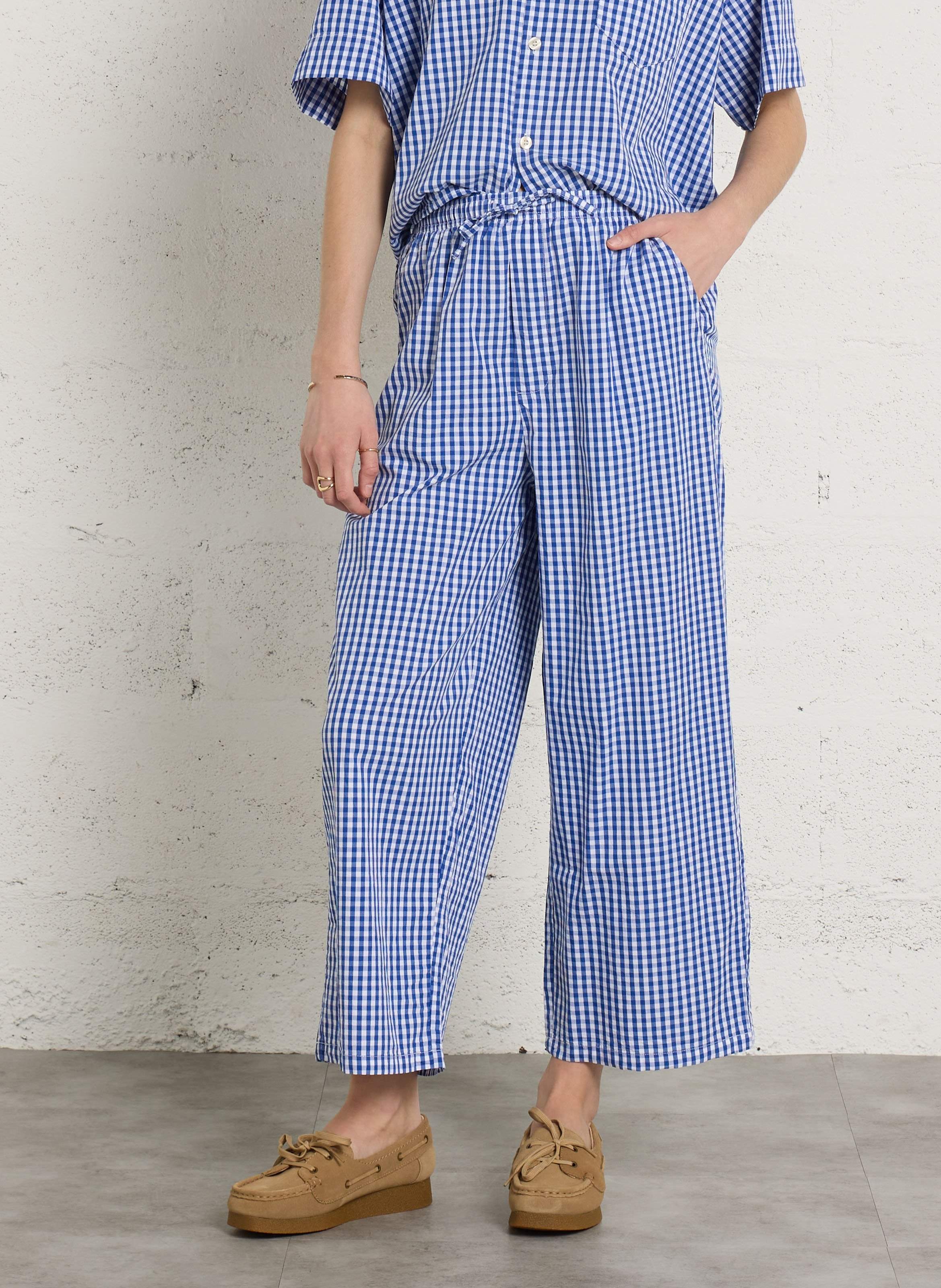 Pantalon large en coton imprimé AMERICAN VINTAGE Bleu