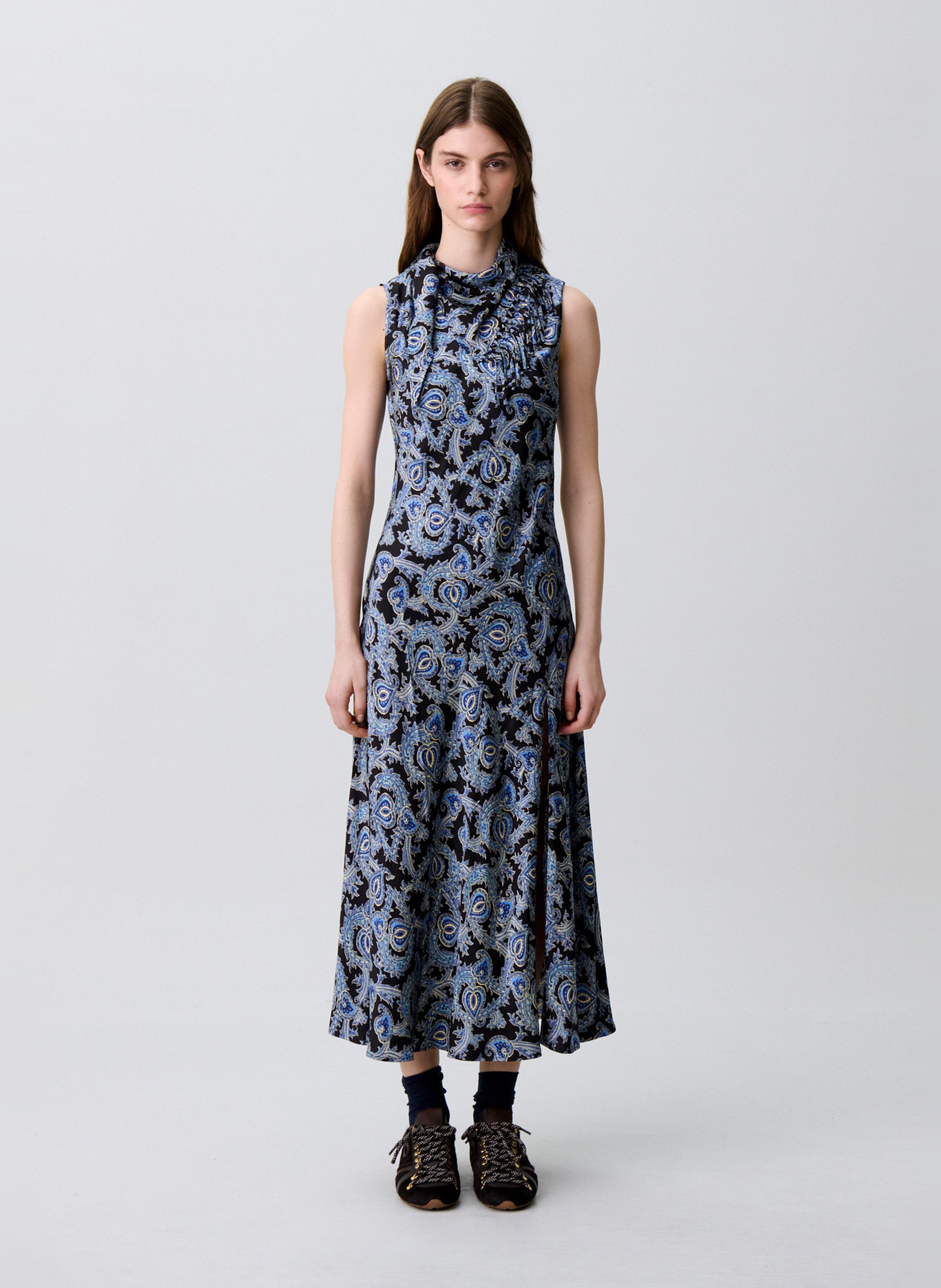 Long printed round-neck dress CLAUDIE PIERLOT Multicolored