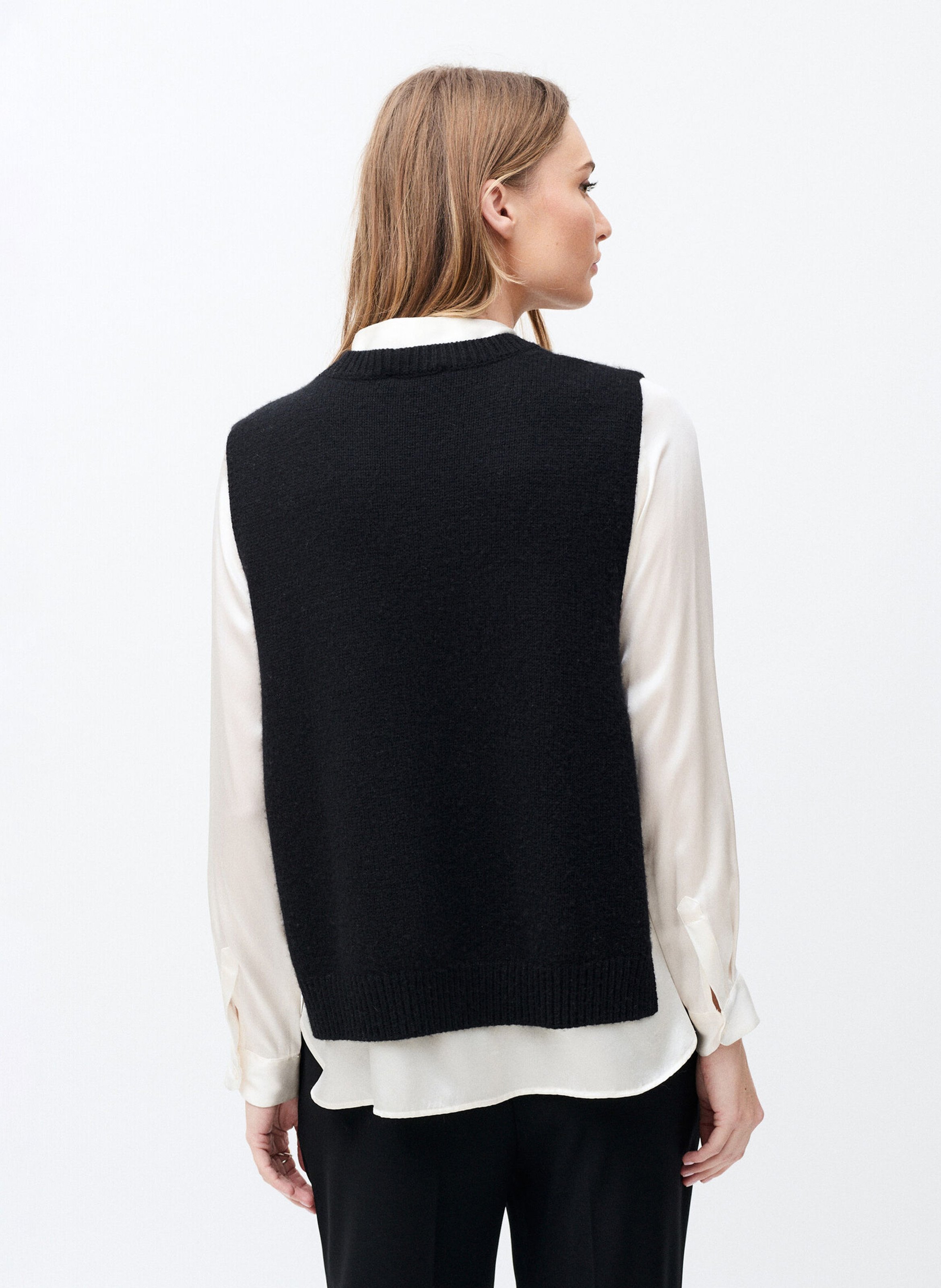 Poncho aus Wollmix mit Rundhalsausschnitt CAROLL Schwarz