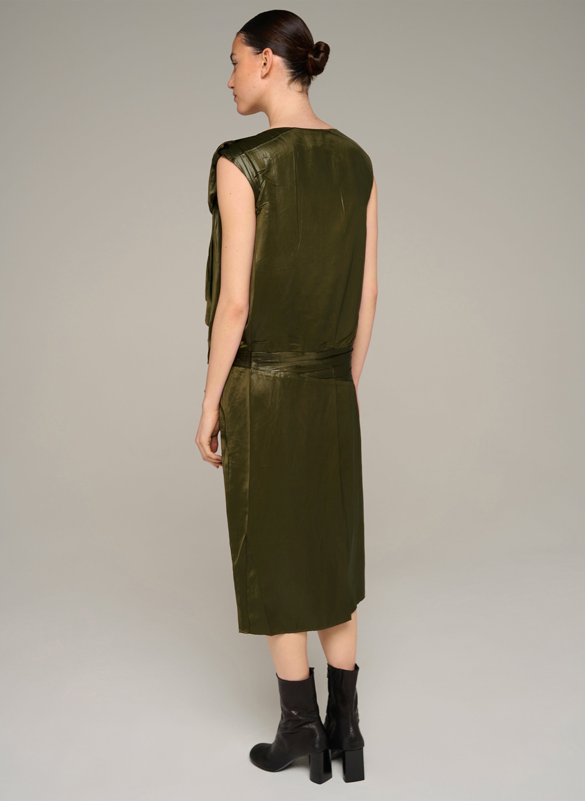 Mittellanges gerade drapiertes Wickelkleid COTELAC Braun