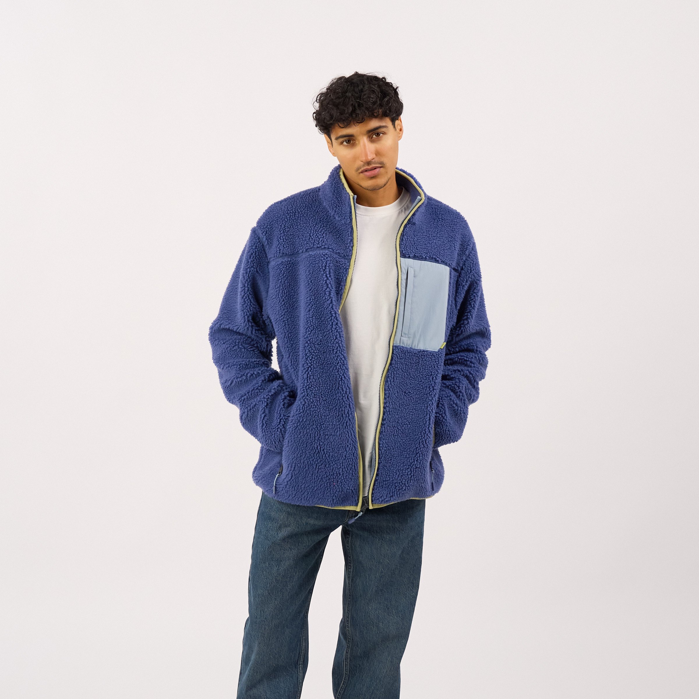 Sherpa zip-up jacket | Blue BILLYBELT Men